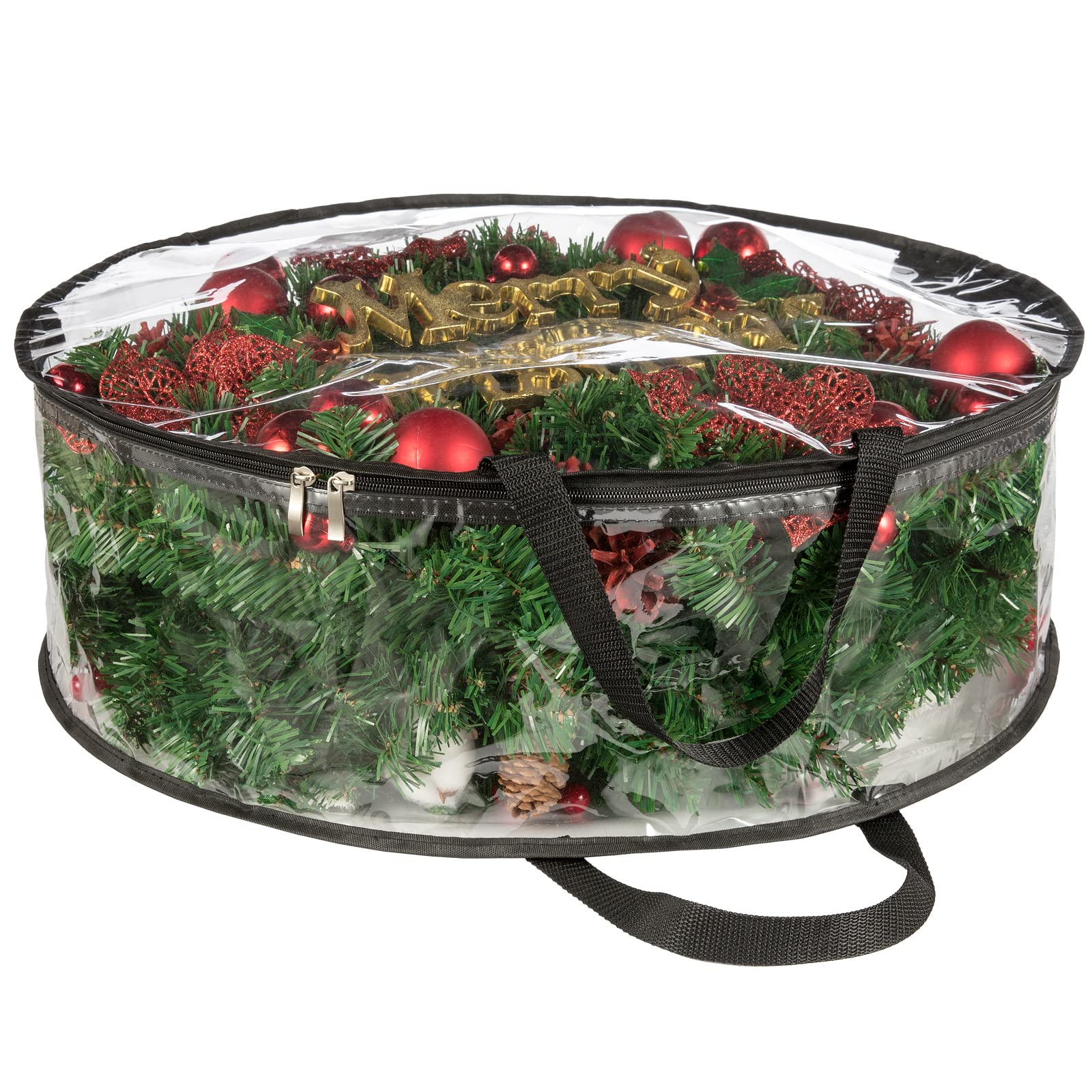 Cinpiuk Clear Wreath Storage Bag 30 Inch Christmas Wreath Storage Container, Heavy Duty Wreath Protector With Handle For Holiday