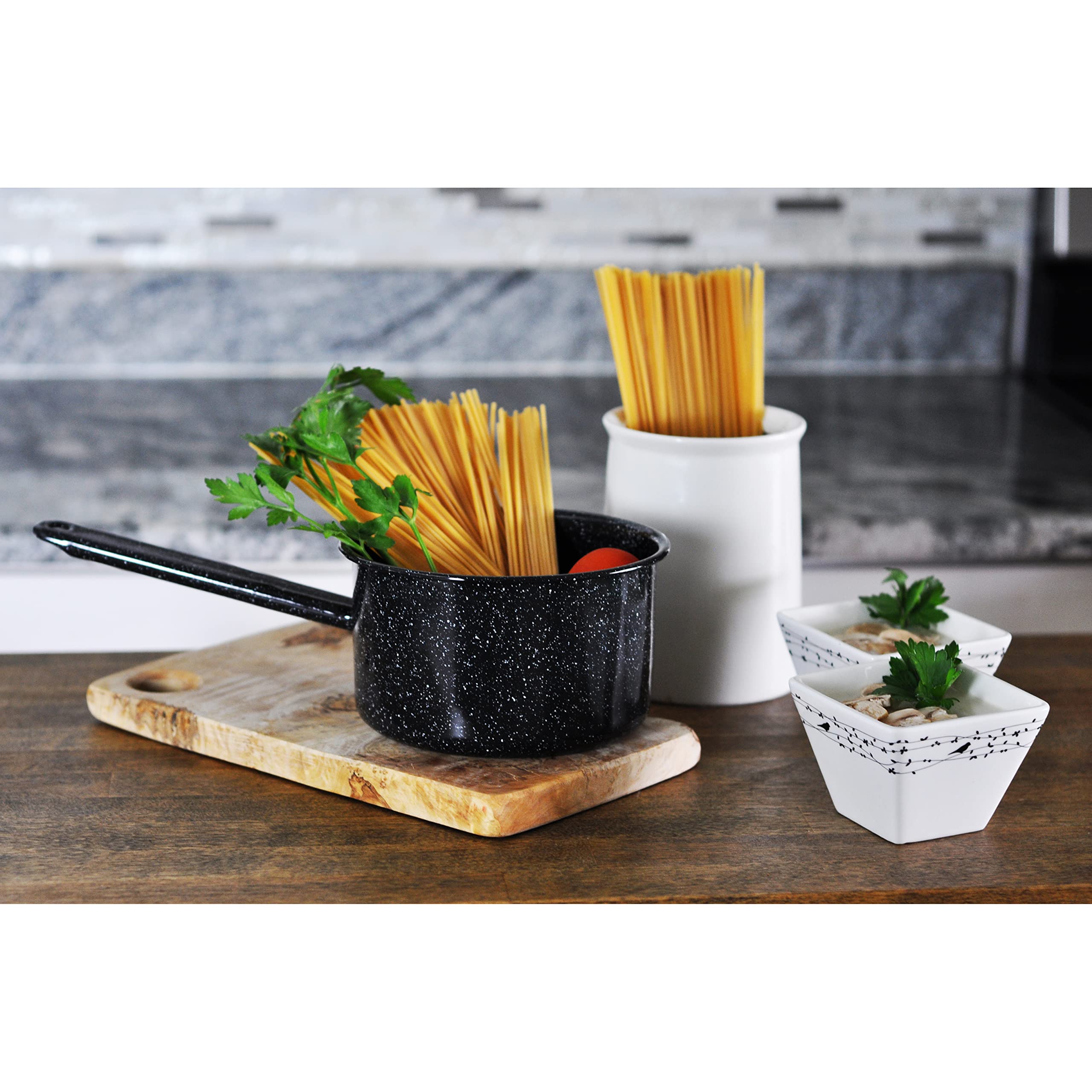 Mirro Enamel Sauce Pan, 2 Qt, Black