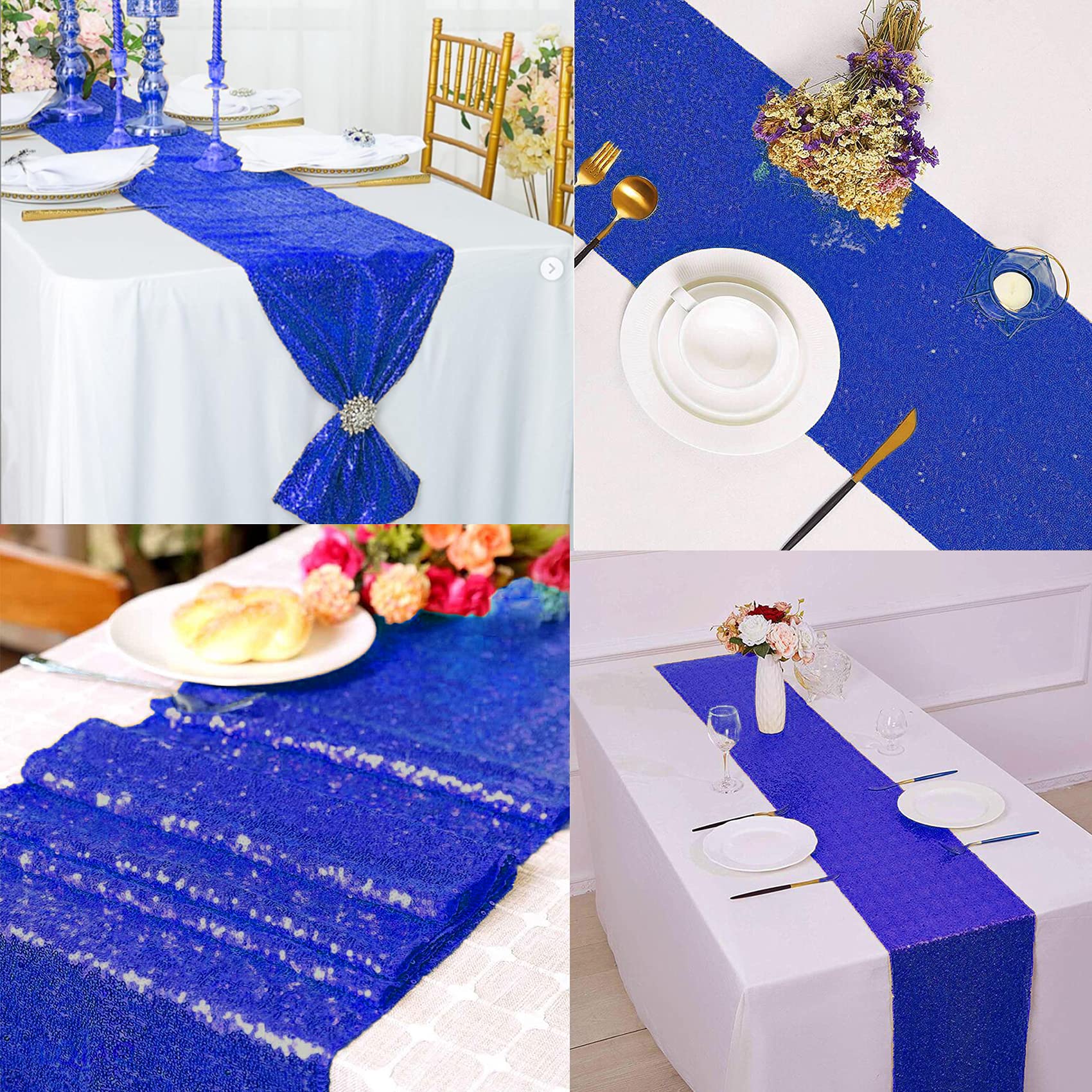 12 Packs 12 X 108 Inch Sequin Table Runner Glitter Dining Table Runner For Birthday Wedding Engagement Bridal Baby Shower Bachel
