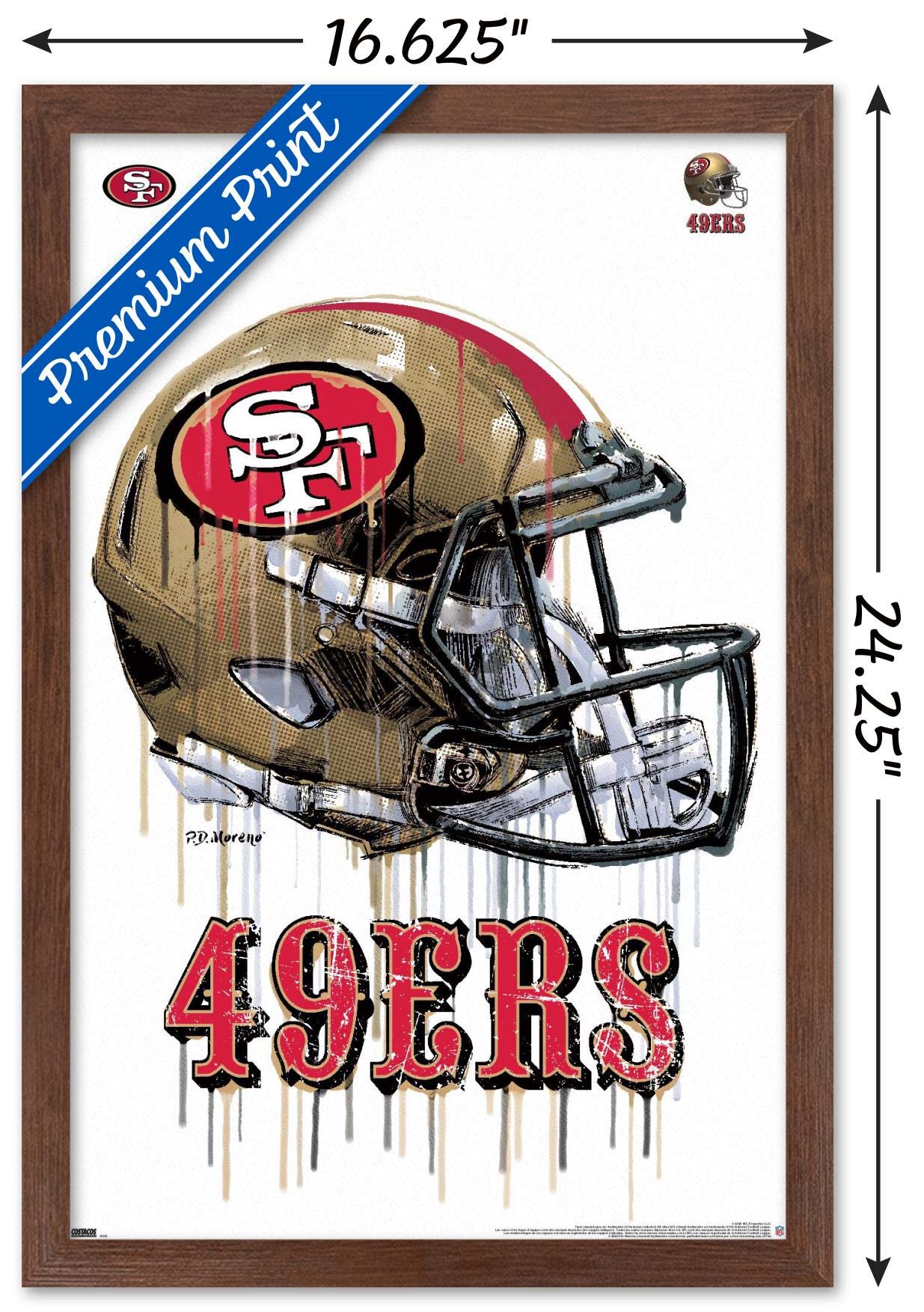 Trends International NFL San Francisco 49ers - Drip Helmet 20 Wall Poster  14.725'' x 22.375''  Mahogany Framed Version