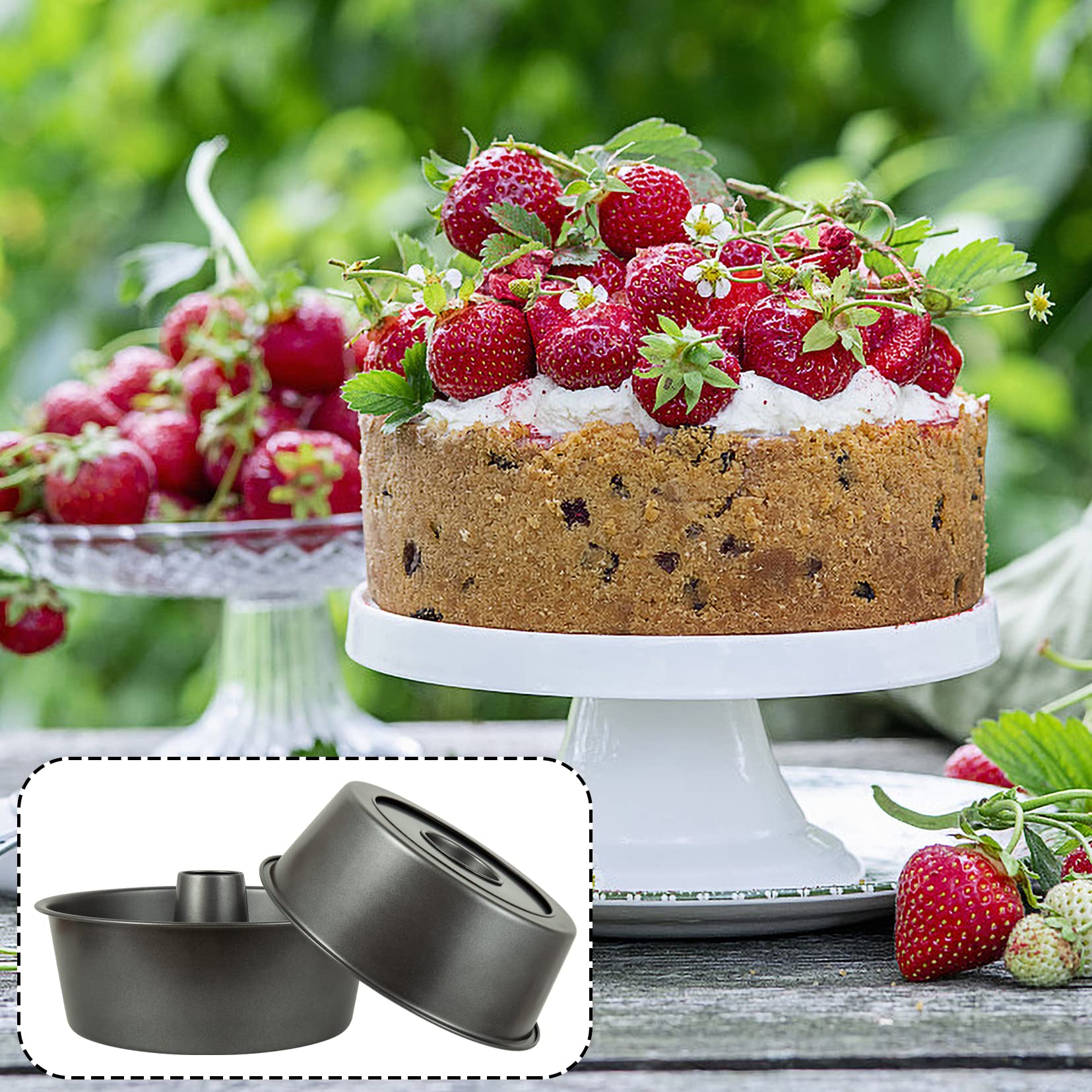 Non-Stick Angel Food Cake Pan 10 Inch, Made Of Heavy Duty Dark Grey Aluminum For Home Kitchen