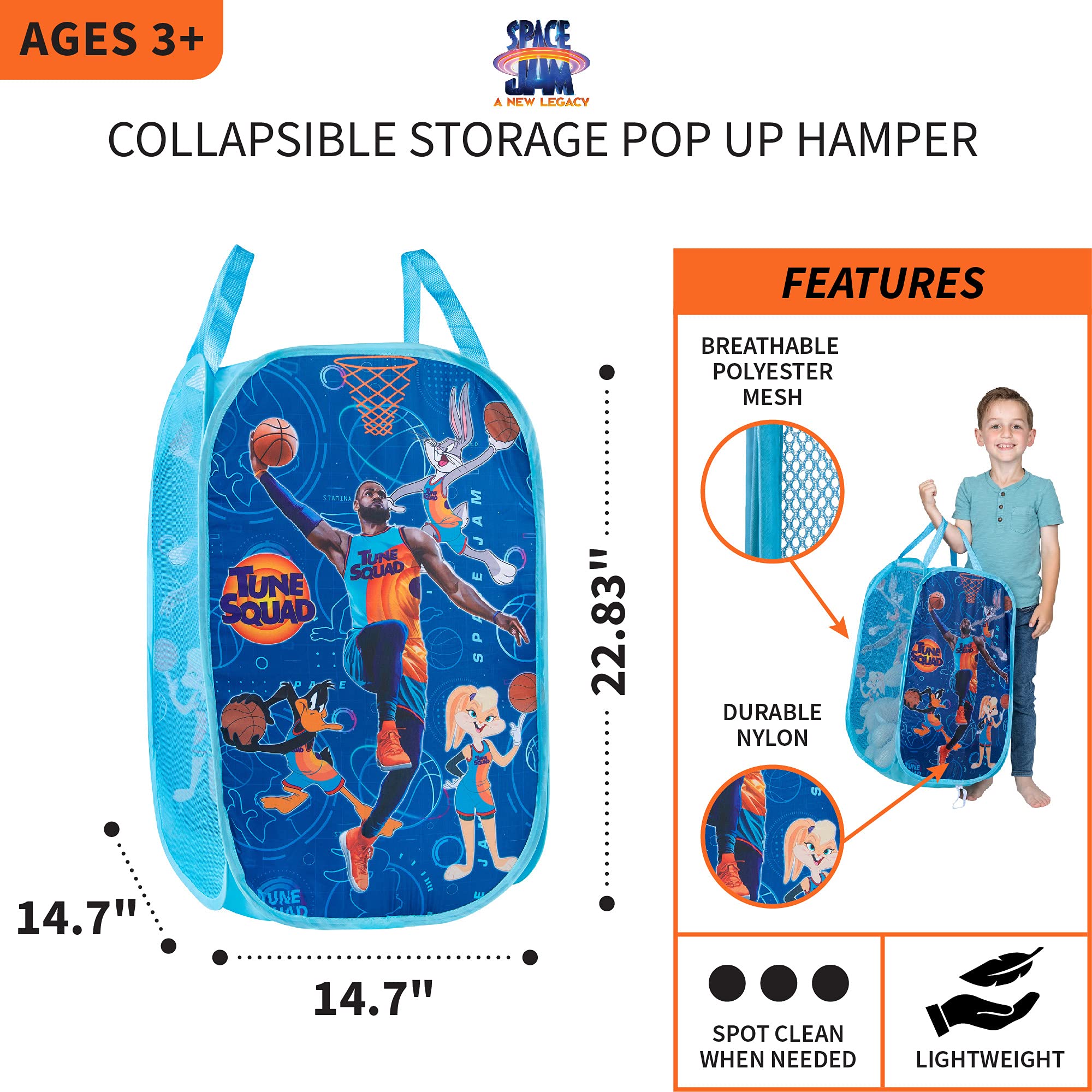 Franco Kids Room Collapsible Storage Bin Pop Up Hamper  One Size  Space Jam 2 A New Legacy