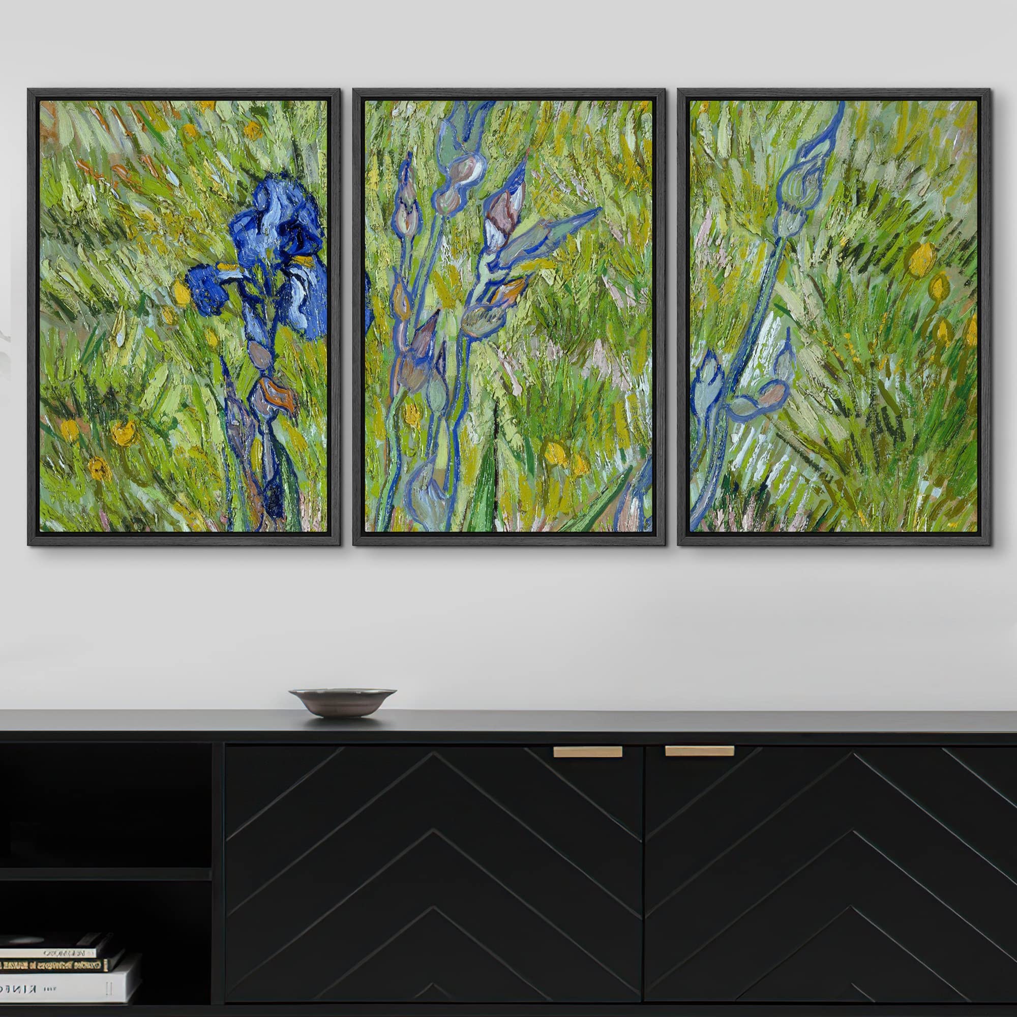Wall26 Framed Canvas Print Wall Art Set Iris Flowers Vincent Van Gogh Classical Illustrations Fine Art Decorative Historic For L
