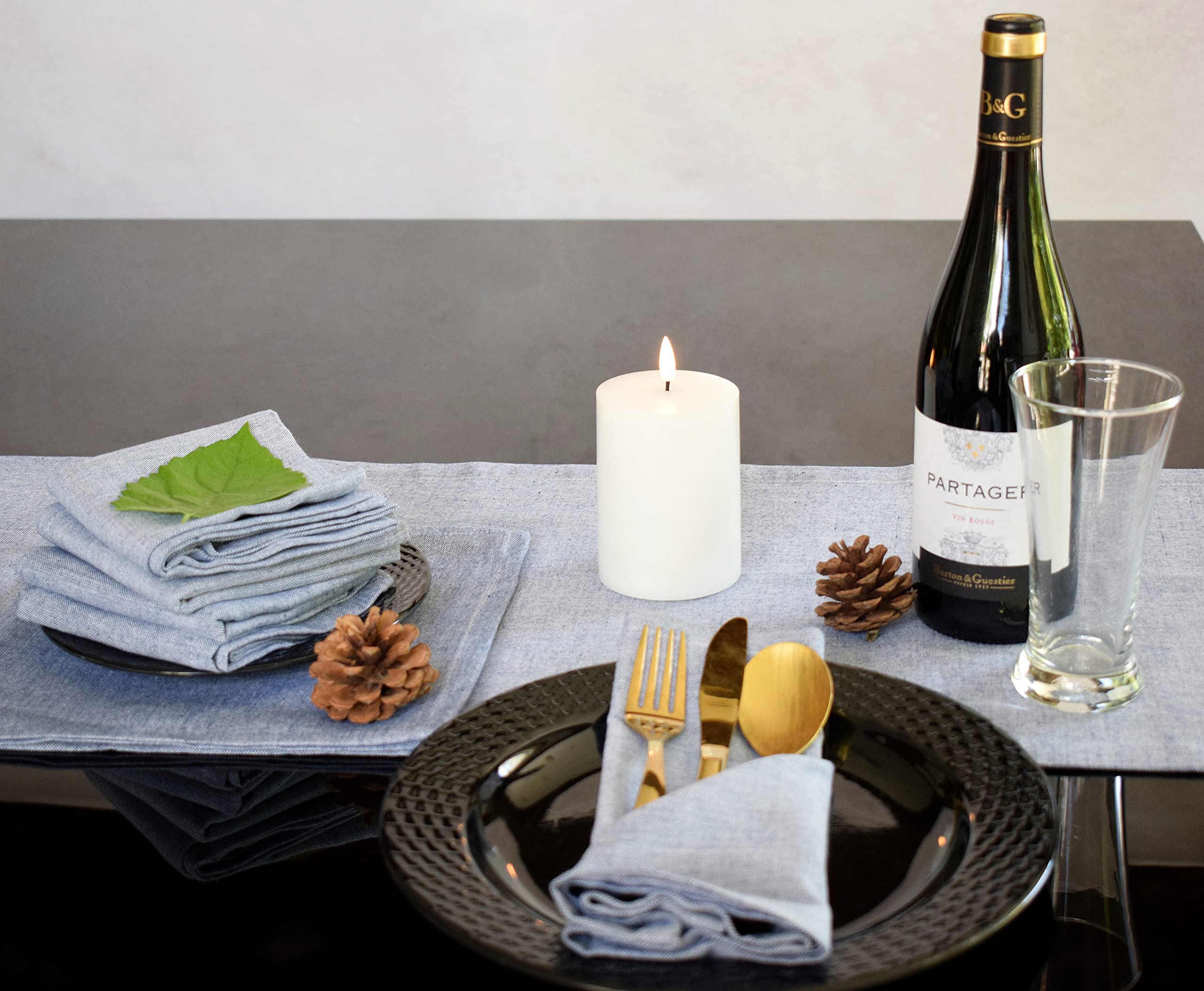 Yourtablecloth Chambray Table Runner (Blue, 14 X 108)