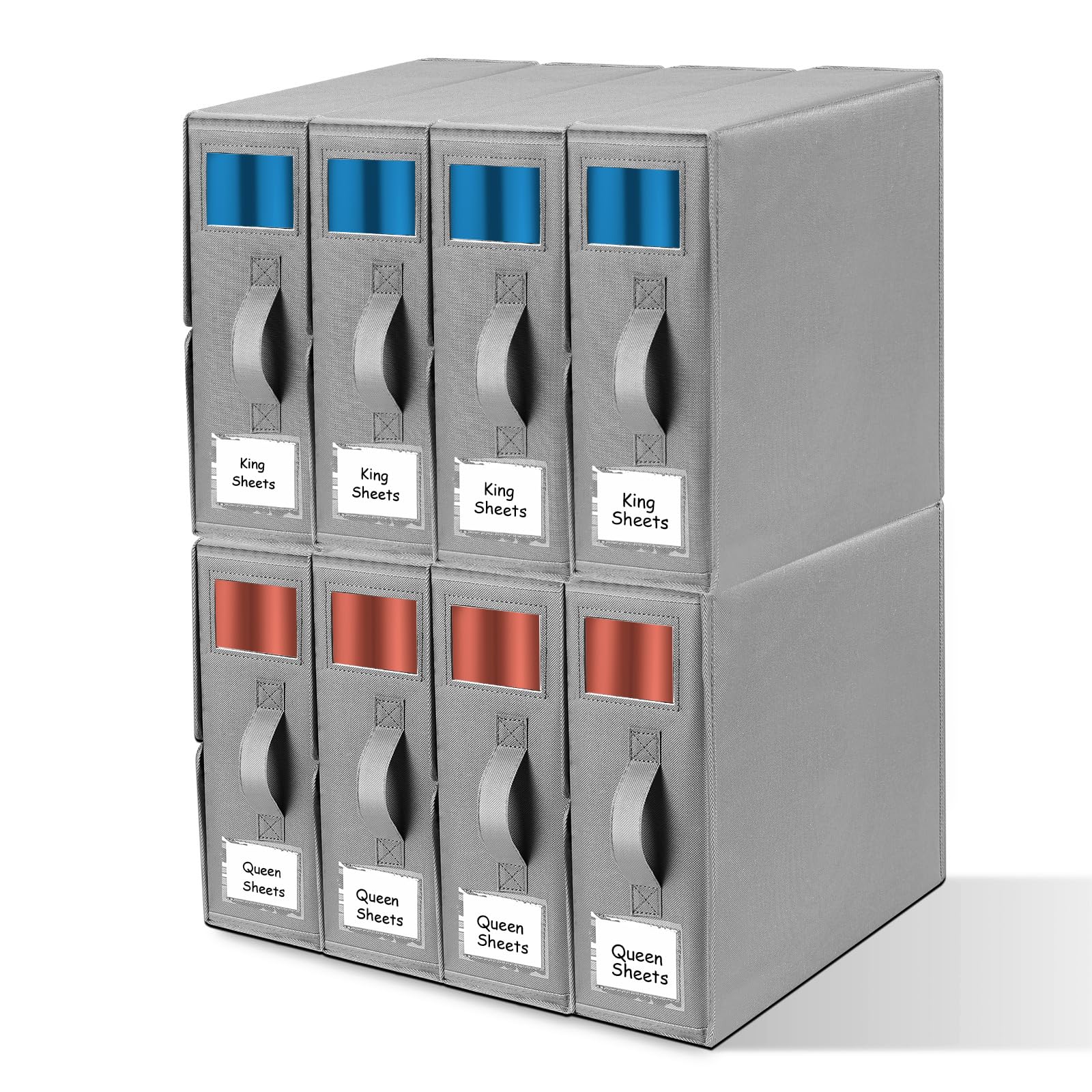 Finneya Bed Sheet Organizers and Storage - 8 Pack, Foldable Sheet Cube Storage Container Linen Closet Organizers, Duvet Covers a