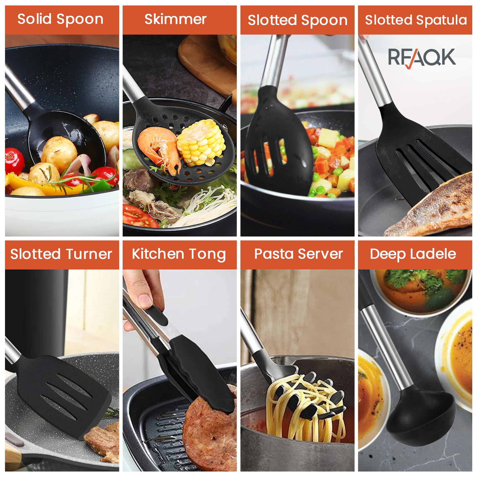 40Pcs Silicone Cooking Utensils Set 446? Heat Resistance, Rfaqk Bpa Free Kitchen Utensils Set For Nonstick Cookware, Gadgets Inc