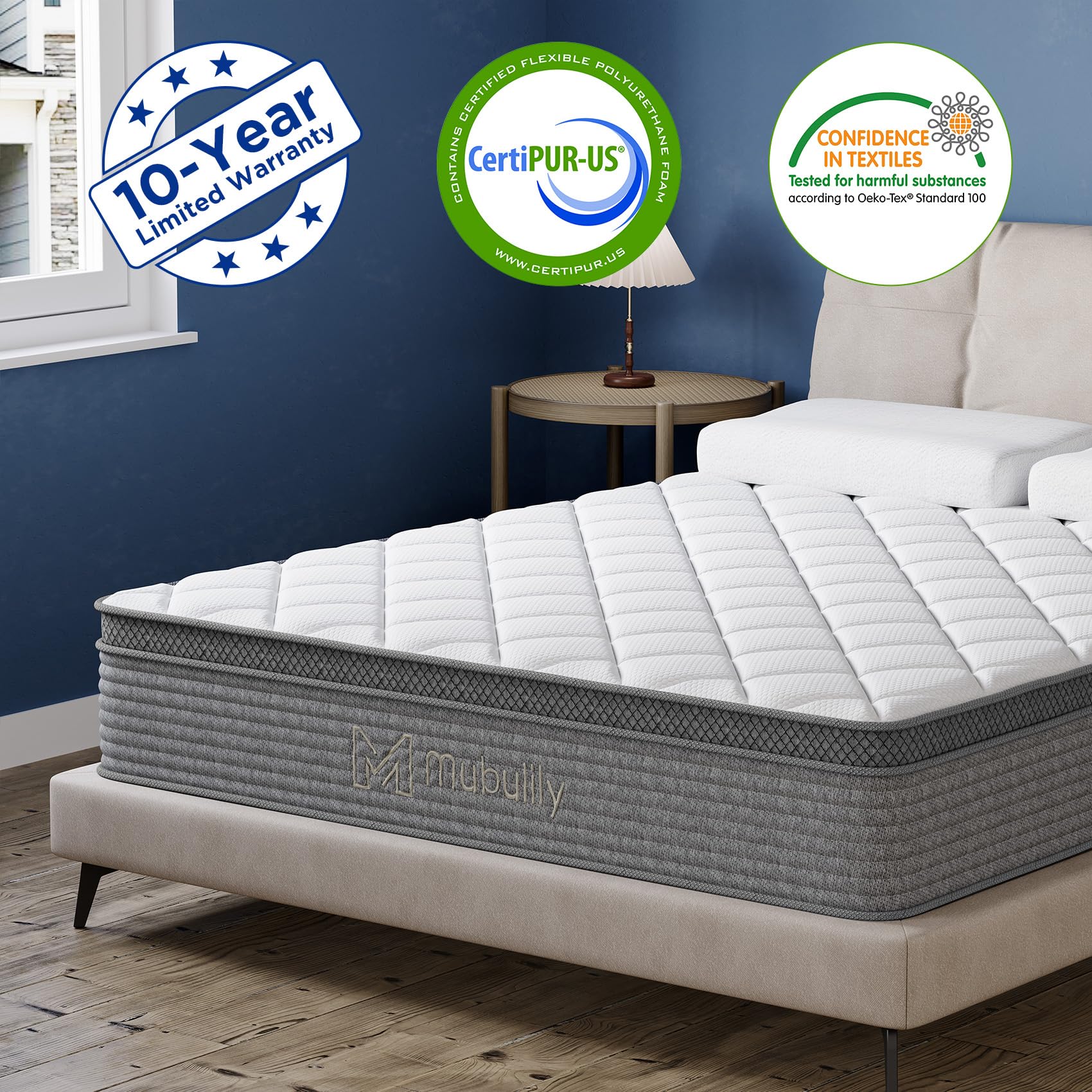 Mubulily Queen Mattress,10 Inch Gel Memory Foam And Innerspring Hybrid Mattress In A Box With Individual Pocket Spring For Motio