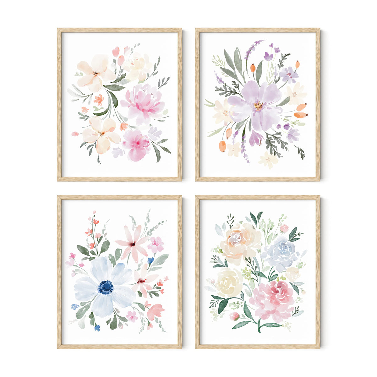 Haus And Hues Botanical Prints - Set Of 4 Flower Poster, Flower Pictures Wall Decor, Floral Prints, Wall Flower Pictures, Flower