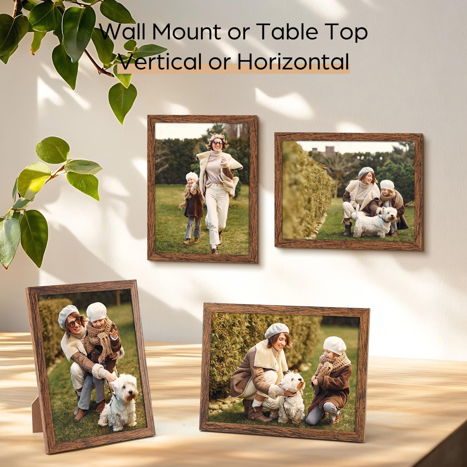 Giftgarden 6x8 Picture Frame Walnut Brown, 6 by 8 Thin Photo Frame for Wall Tabletop Display, Single