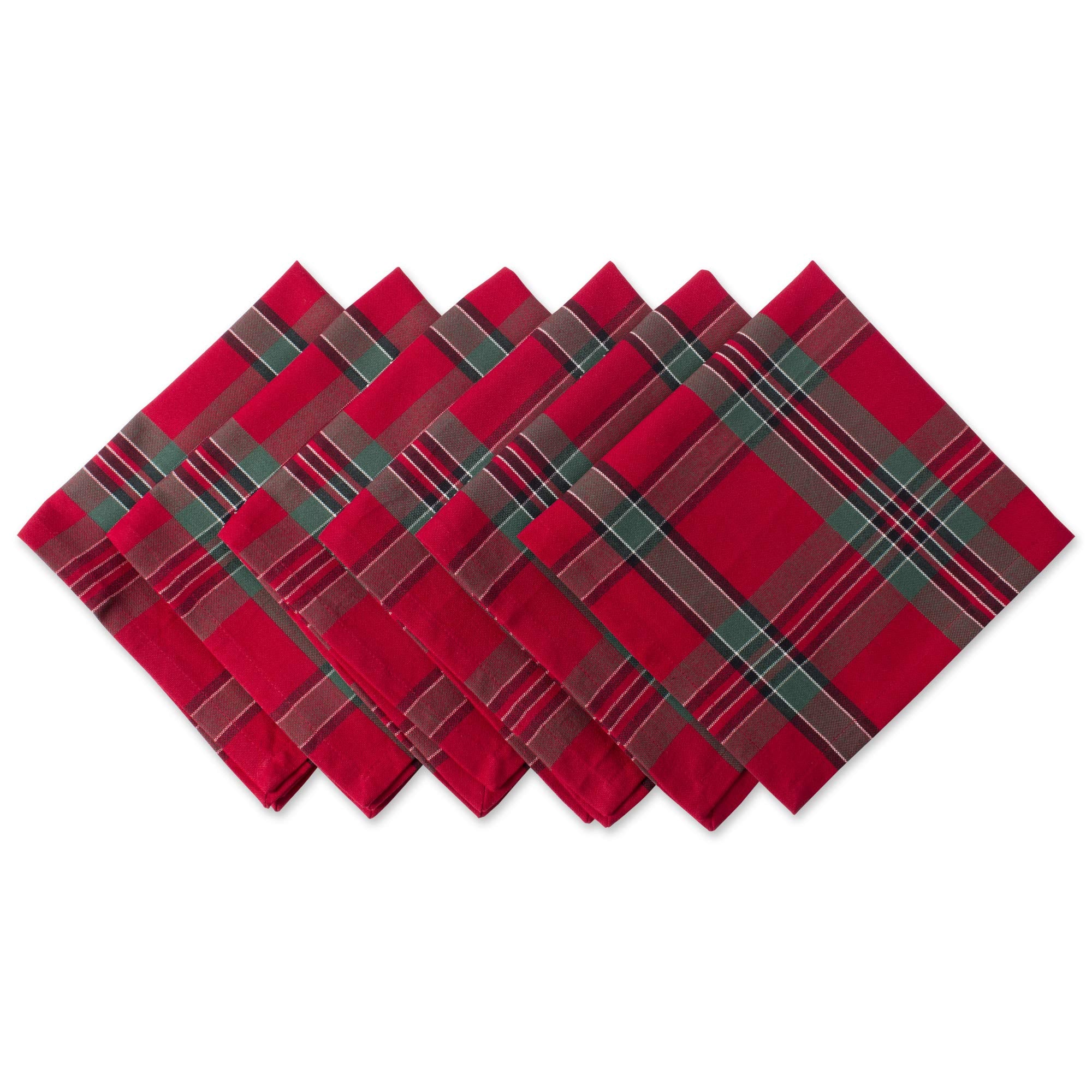 DII Farmhouse Christmas Plaid Dining Table & Kitchen D  cor, Holiday Napkin Set, 18X18, Red & Green, 6 Count
