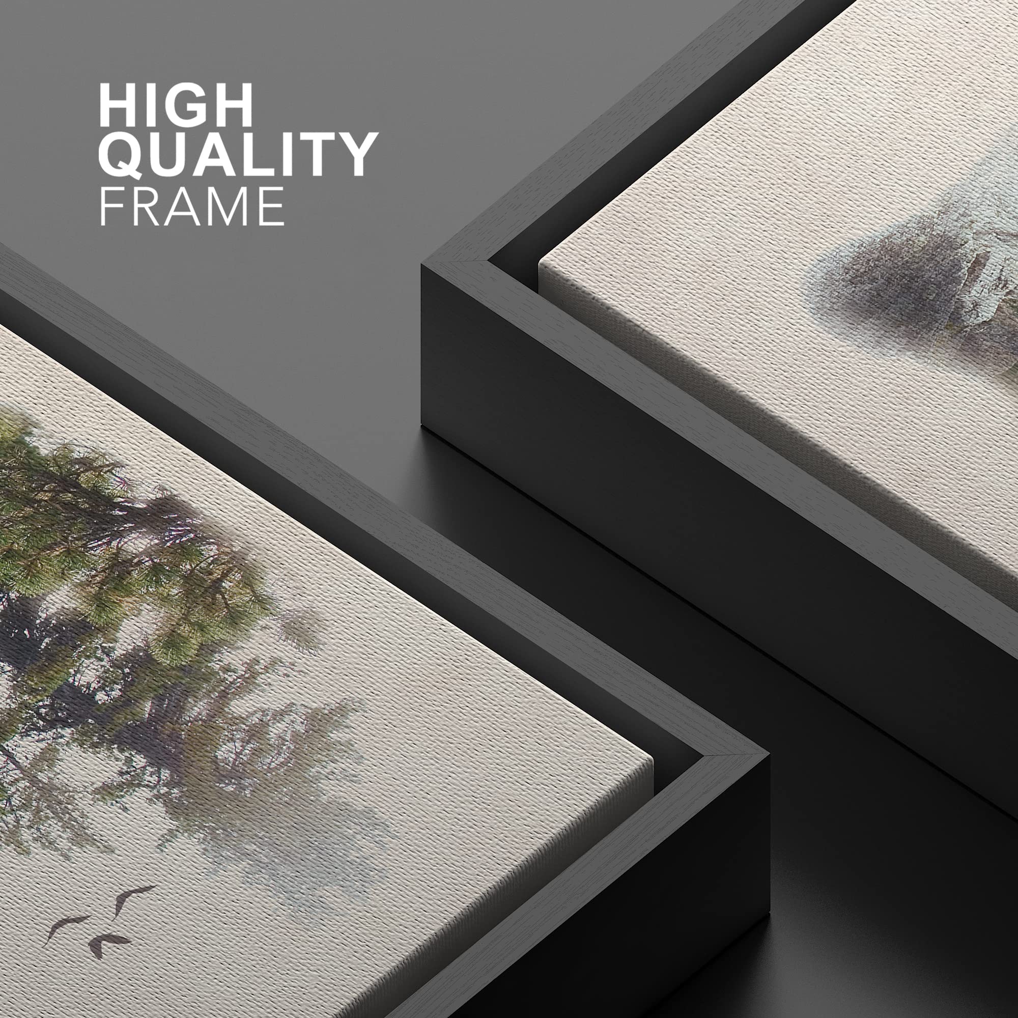 Signwin Framed Canvas Wall Art Bear And Spring Forest Double Exposure Photography Animals Wildlife Digital Art Modern Art Rustic
