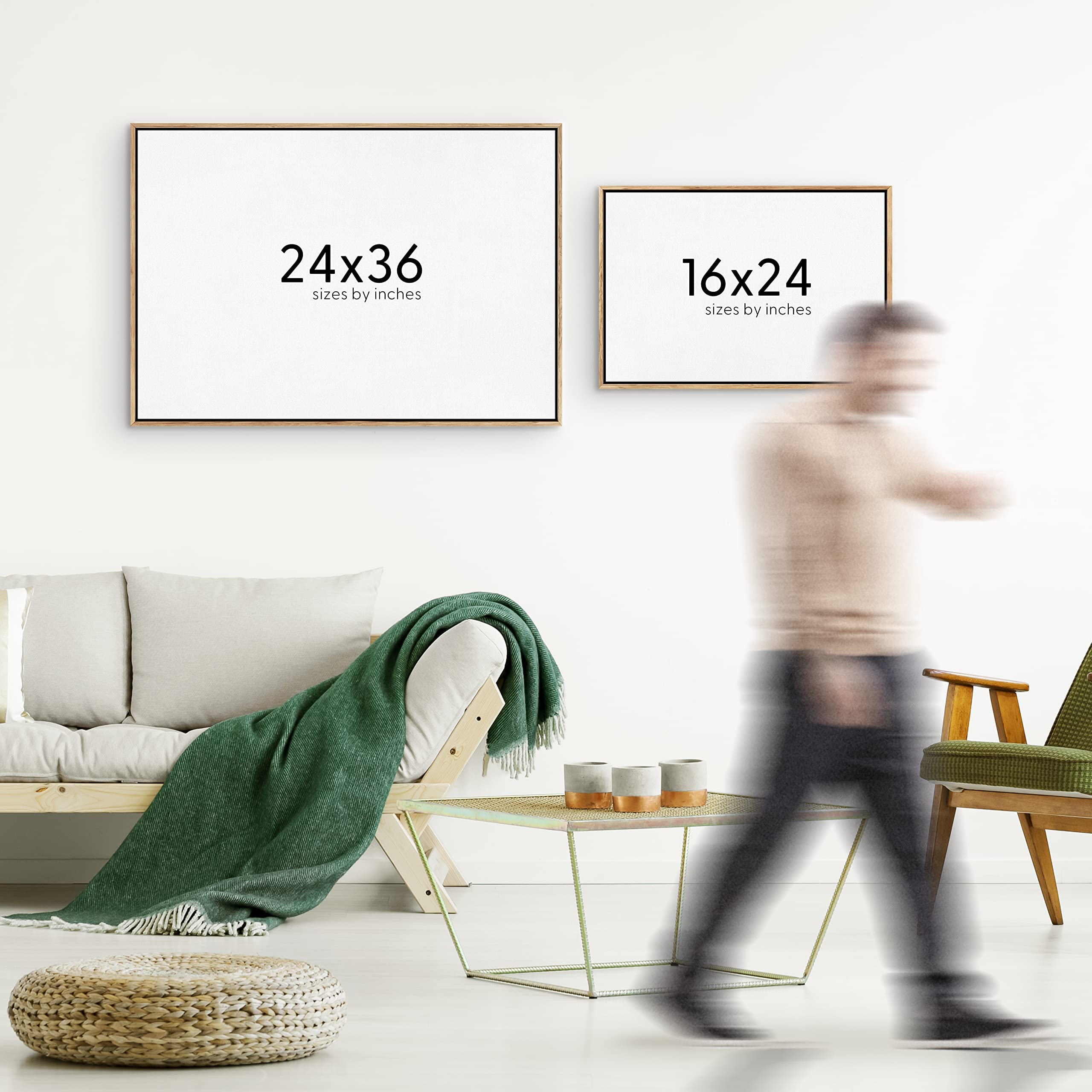 SIGNWIN Framed Canvas Print Wall Art Brown Paint Stroke Graffiti Landscape Abstract Geometric Illustrations Modern Art Minimalism Relax/Calm Zen for Living Room  Bedroom  Office - 24''x36'' WHITE