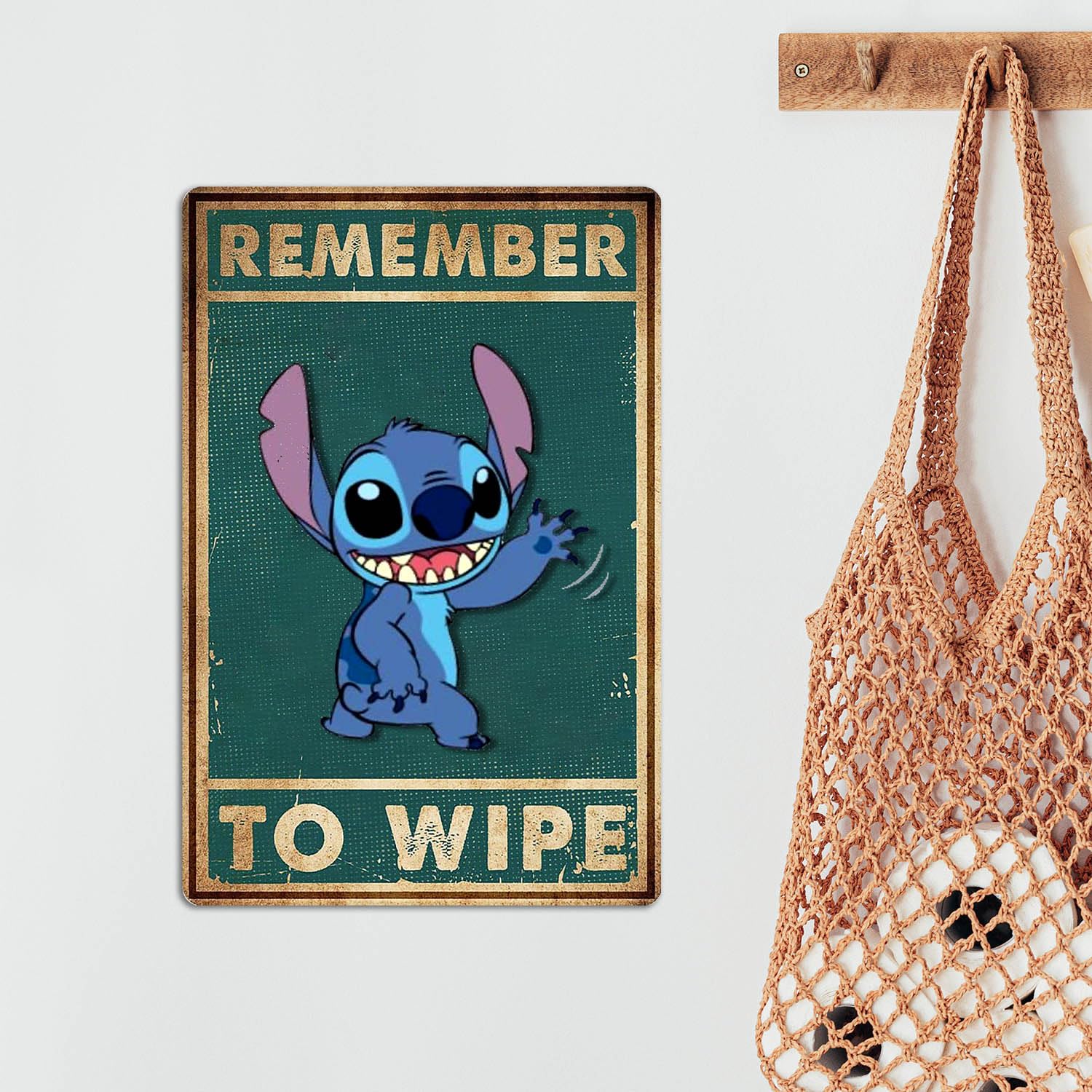 Stitch Bathroom Decor Remember To Wipe Metal Tin Sign For Kitchen Home Cute Bathroom Accessories Stitch Christmas Gifts Set Bedr