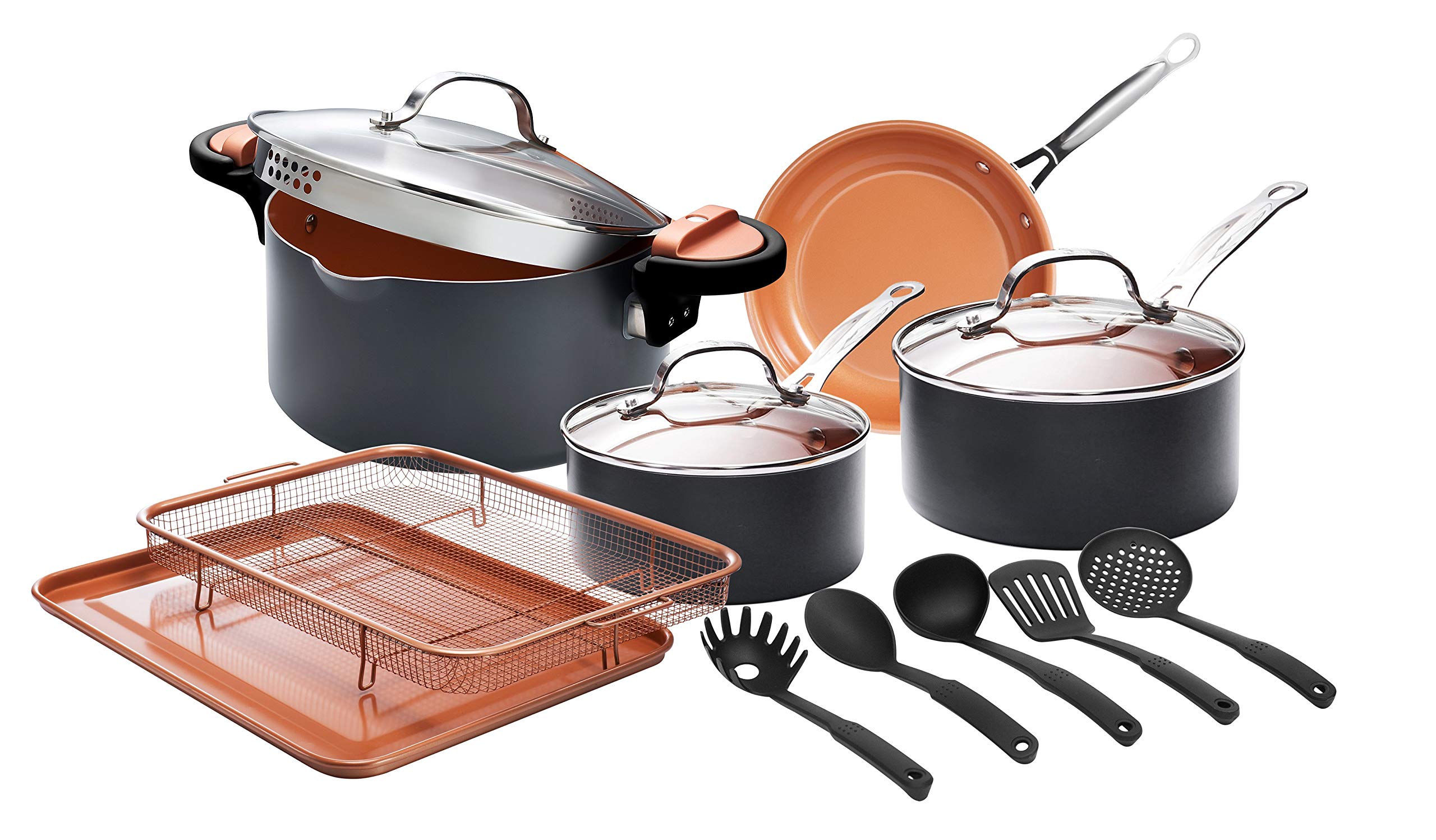 Gotham Steel Home Kitchen Pots and Pans Set Ultra Nonstick 14 Piece Cookware Set  Includes Sauce Pans, Frying Pan Stock Pot, Ov