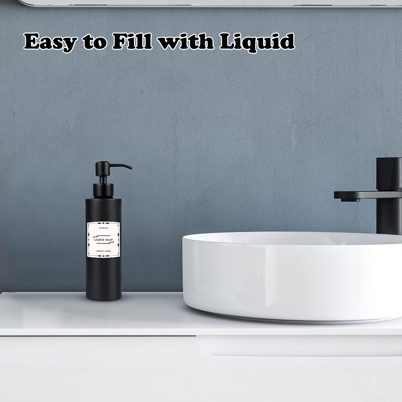 Encuryna Soap Dispenser, 350 Ml, Black (Stainless Steel), Refillable Pump Dispenser For Bathroom, Bedroom And Kitchen