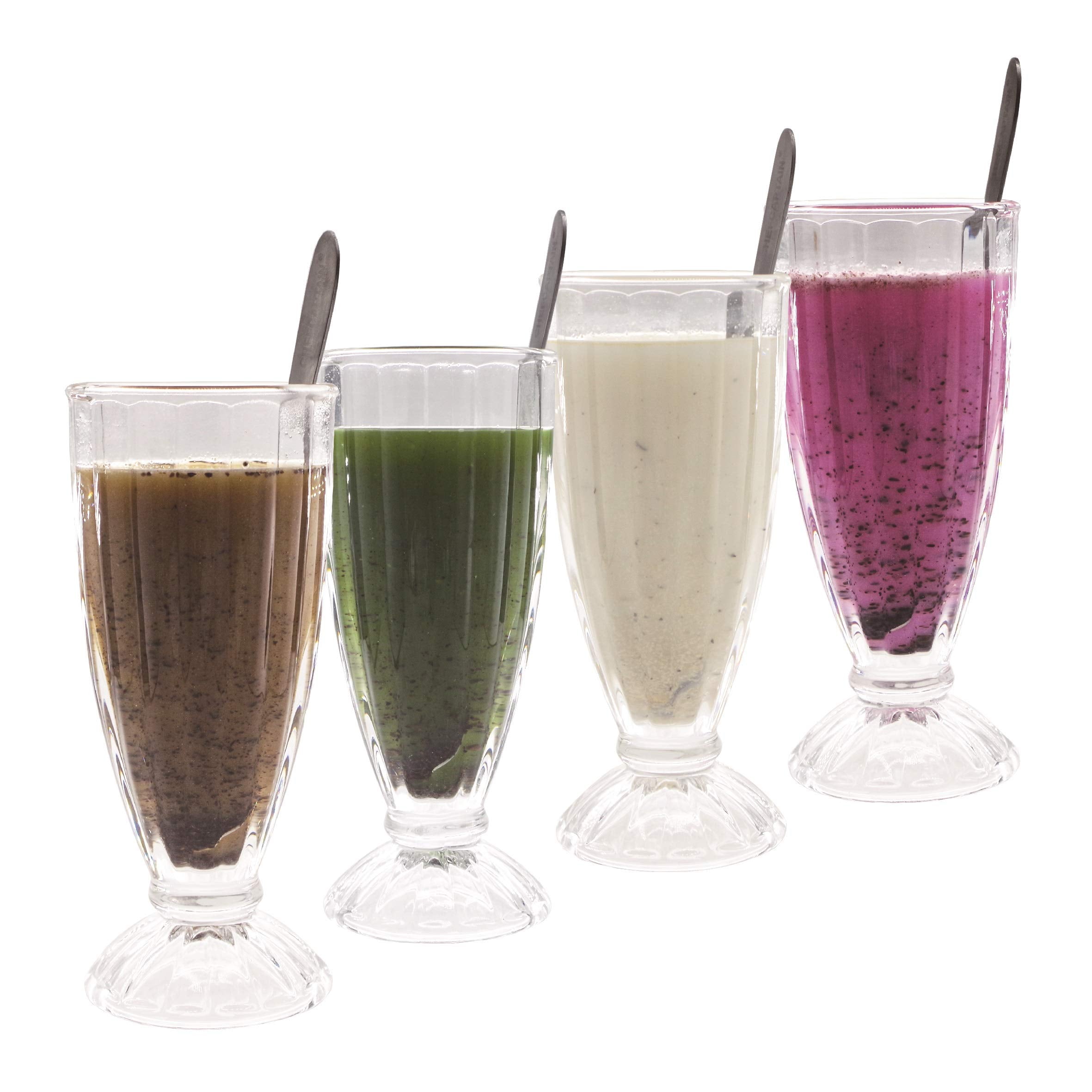 Chefcaptain Fountain Shoppe Classic, XL Milk Shake, Ice Cream Soda Glass (4 PACK 15.5 OZ) Fountain style, Durable Material, Zero