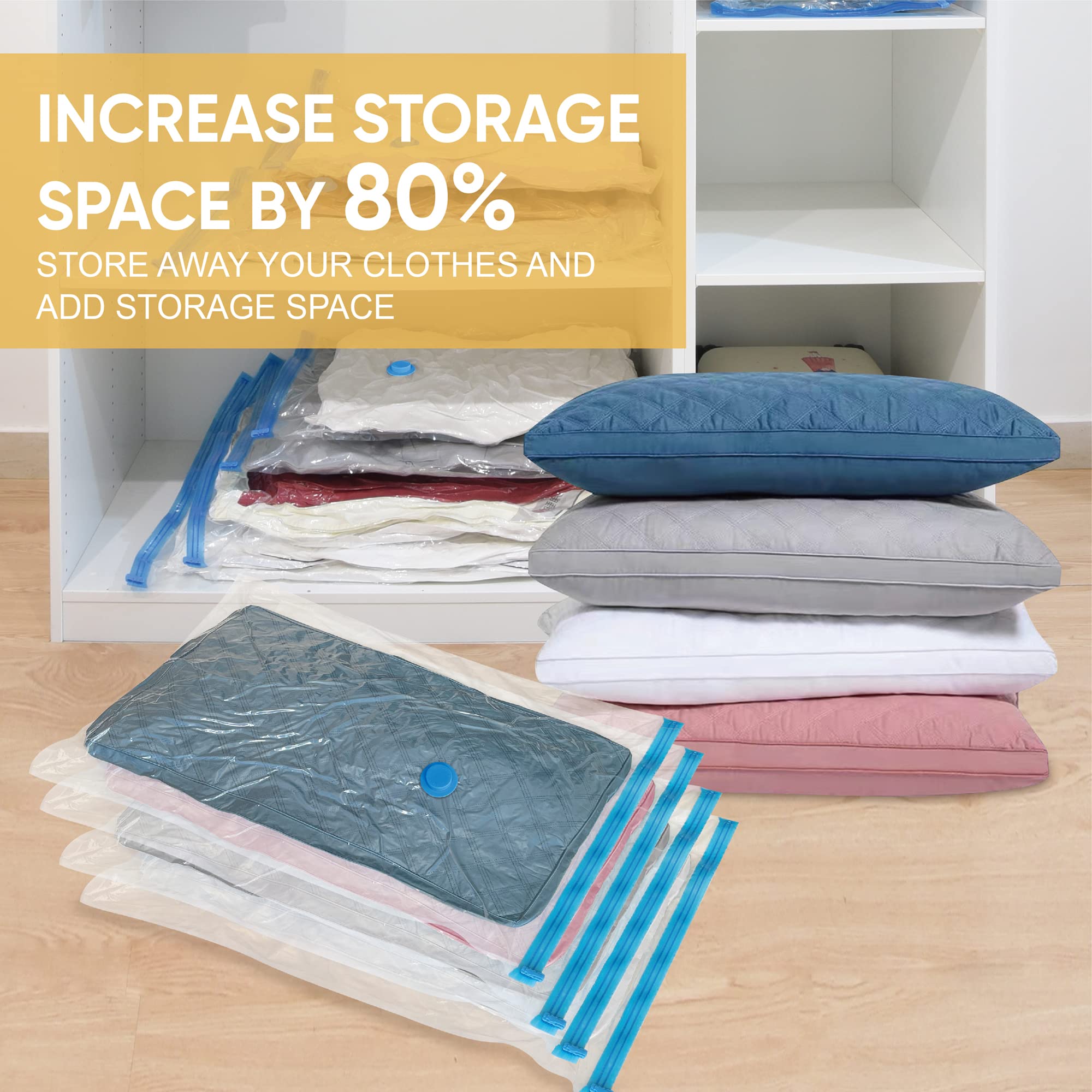 Roomimaster Vacuum Storage Bags, 10 Medium Space Saver Bags, Transparent, Vacuum Seal for Clothes & Bedding, Durable PA+PE Material