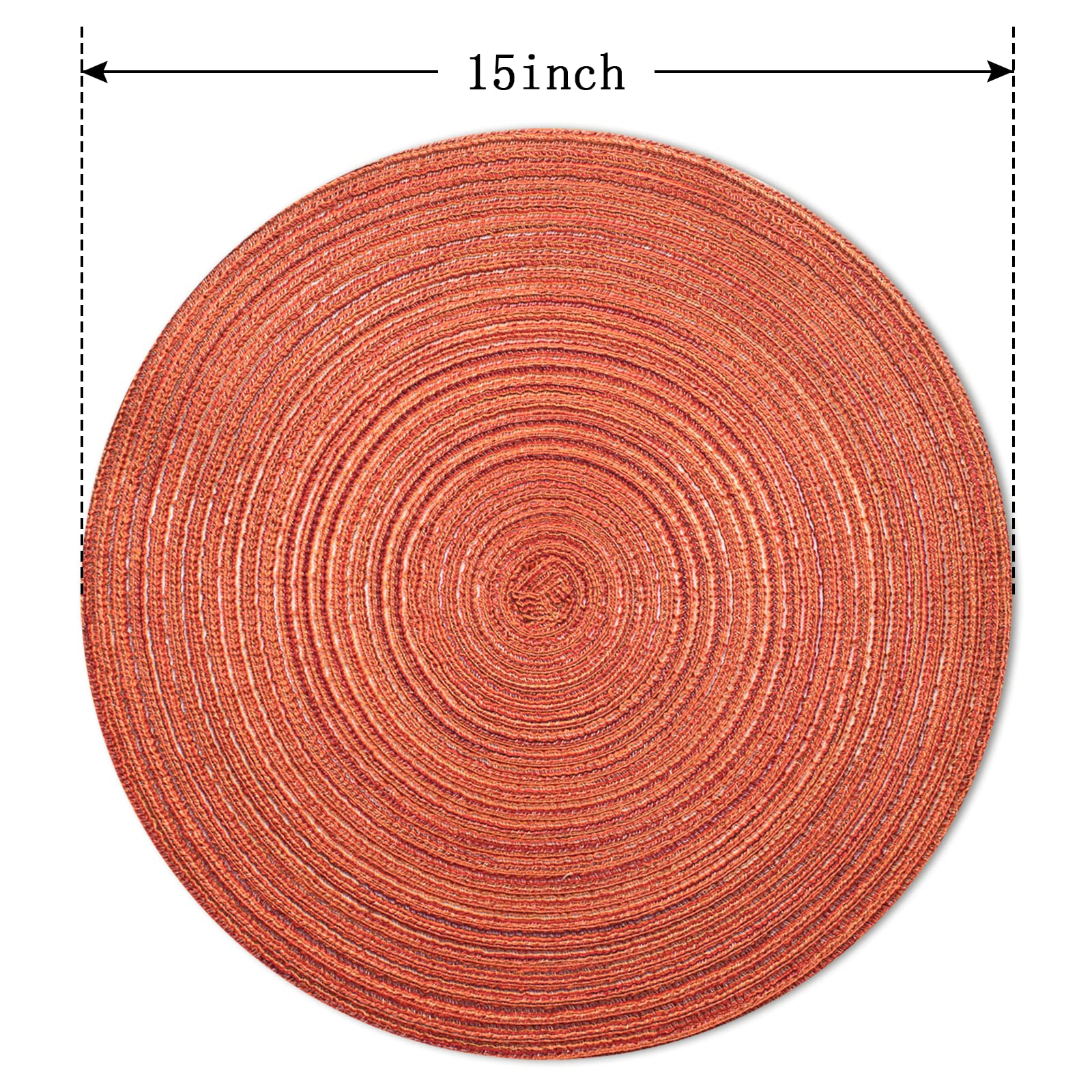 Funwheat Round Braided Placemats Set Of 6 Place Mats For Dining Tables Woven Heat Resistant Table Mats 15 Inch For Halloween(Ora