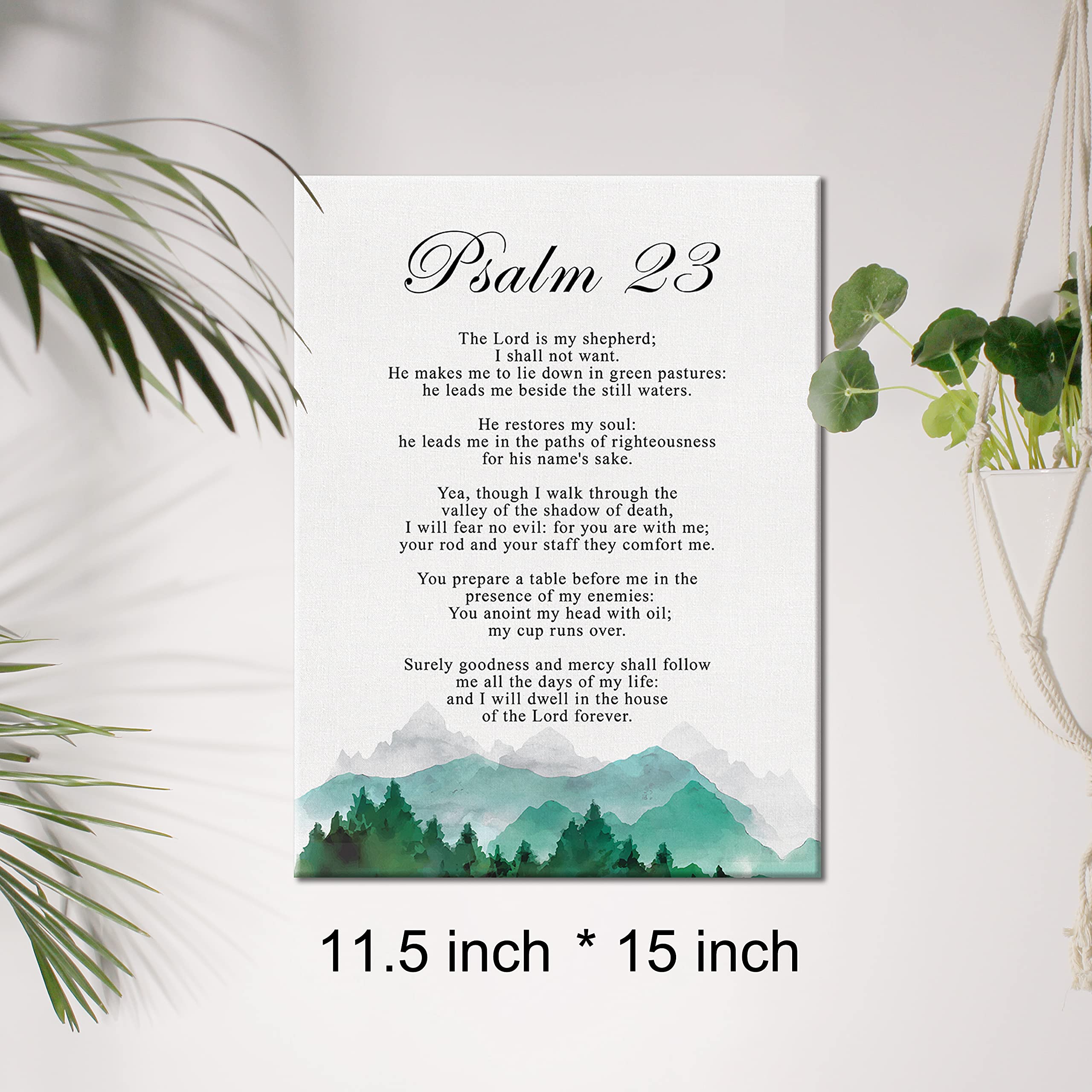 Christian Canvas Wall Art Psalm 23 The Lord Is My Shepherd Canvas Print Positive Scripture Canvas Painting Home Bedroom Wall Dec
