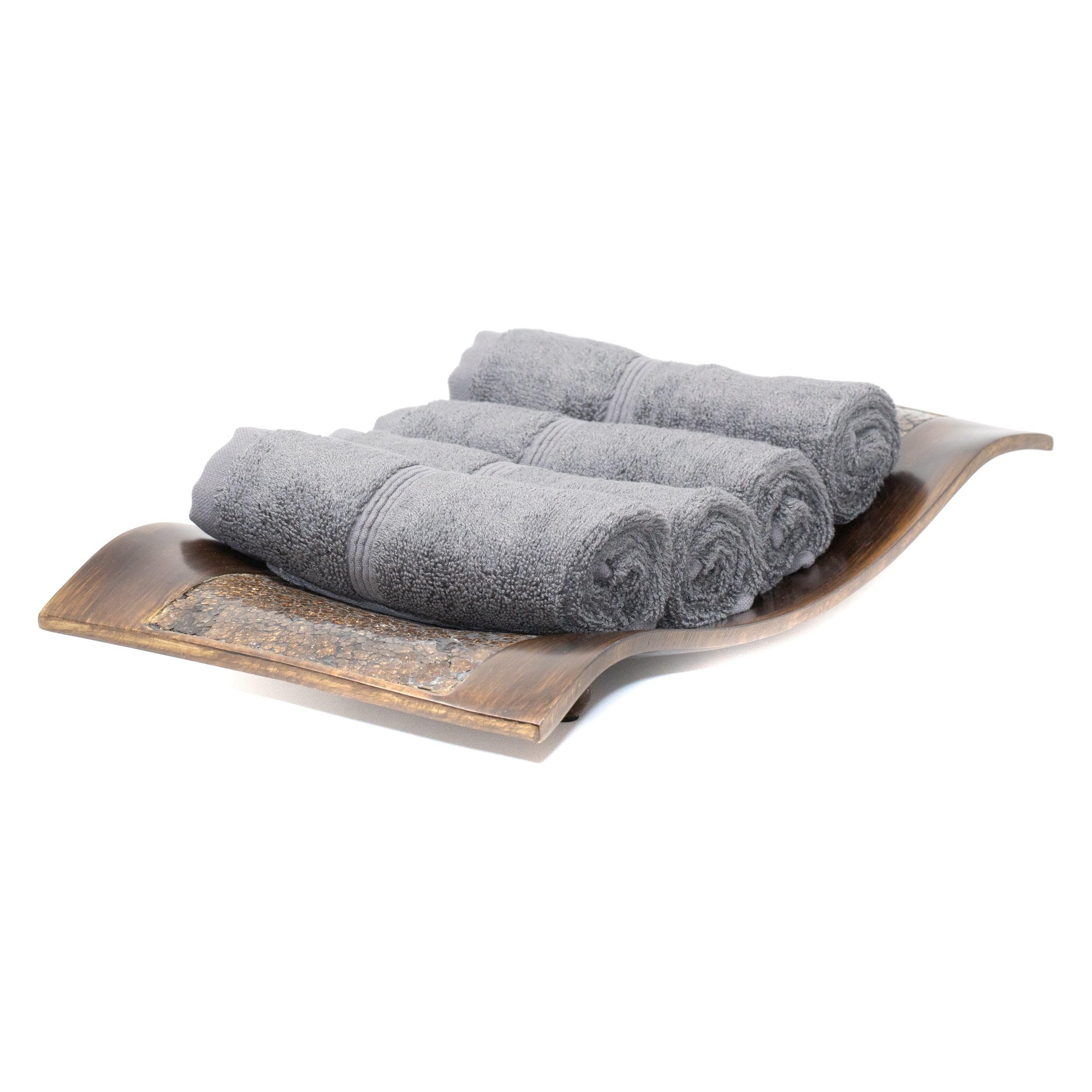 Mosobam 700 GSM Hotel Luxury Washcloths 13X13  Set of 4  Charcoal Grey  Turkish Baby Bath Towel  Face Washcloth  Dark Gray  Viscose Made from Bamboo - Turkish Cotton