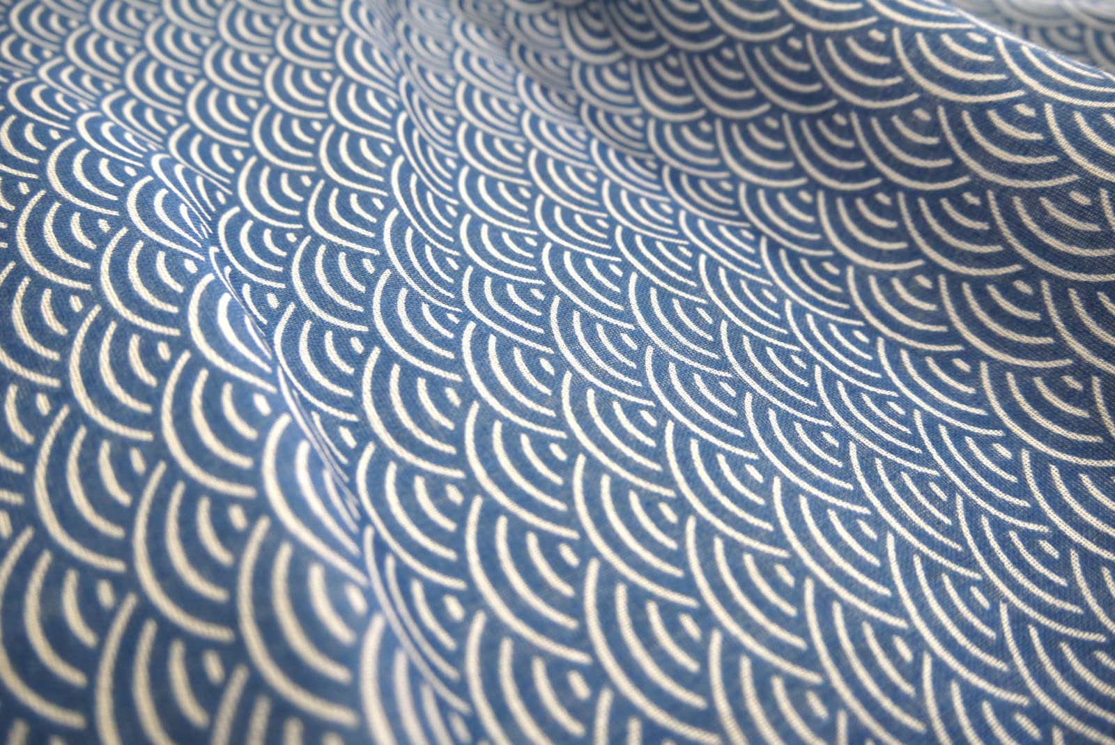 Mikura Double Gauze Tenugui, Japanese Towel, Seigaiha (Navy)