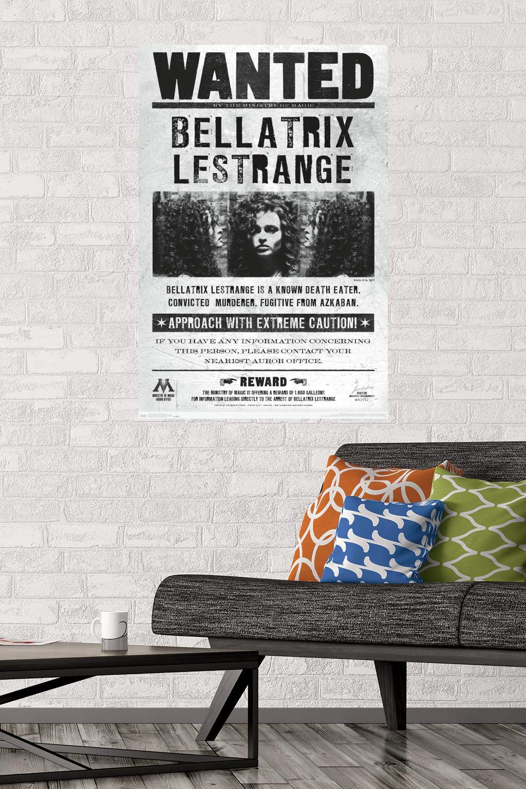 Trends International The Wizarding World: Harry Potter - Bellatrix Wanted Poster Wall Poster, 22.375'' X 34'', Unframed Version