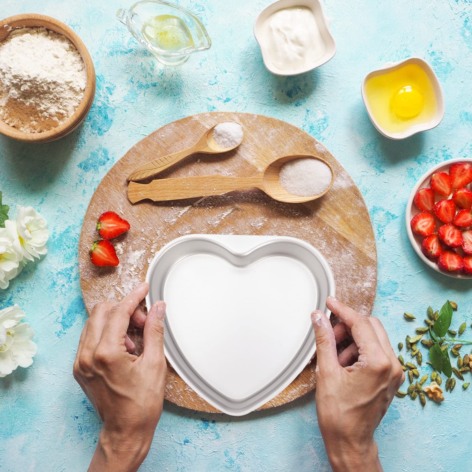 Nuogo 3 Pieces Heart Shaped Cake Pans 8 Inch Aluminum Cake Pans Heart Cake Mold Funny Cake Tins For Baking Diy Baking Mold Tool