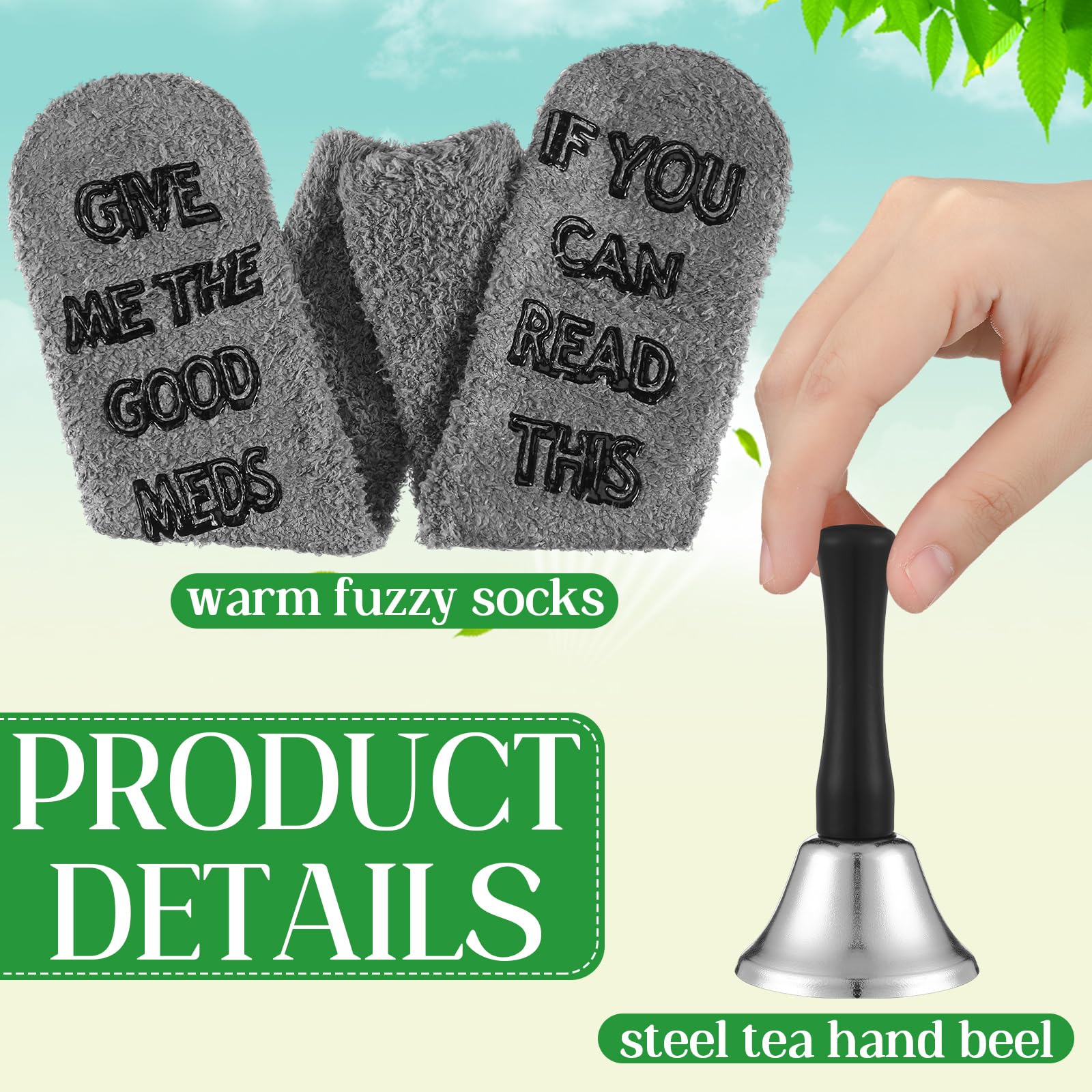 Teenyyou 3 Pcs Funny Get Well Soon Gifts 20oz Hospital Mug Fuzzy Funny Recovery Cotton Socks Silver Steel Tea Hand Bell Surgery