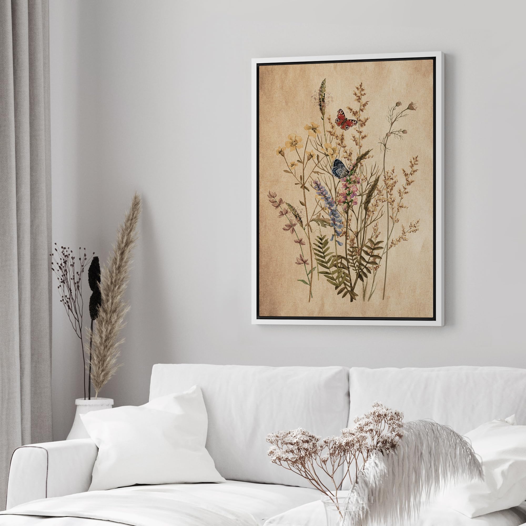 Wall26 Framed Canvas Print Wall Art Vintage Garden Wildflower Still Life Nature Wilderness Illustrations Modern Art Botanical Fl