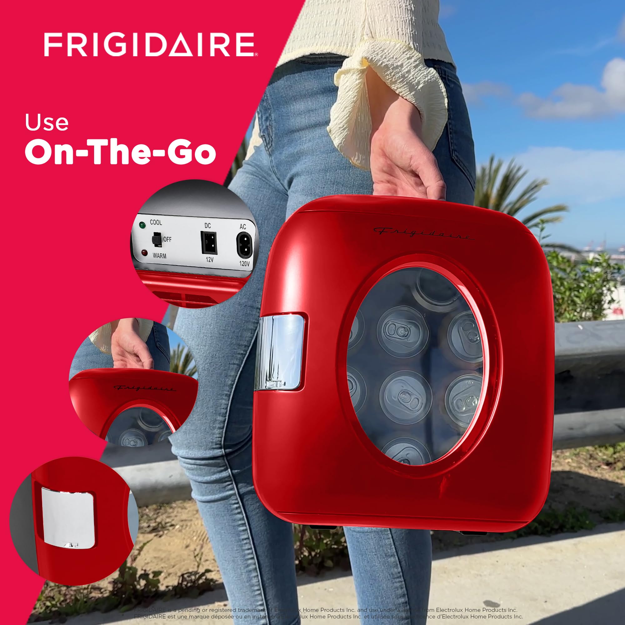 Frigidaire Efmis462-Red 12 Can Retro Mini Portable Personal Fridge/Cooler For Home, Office Or Dorm, Red