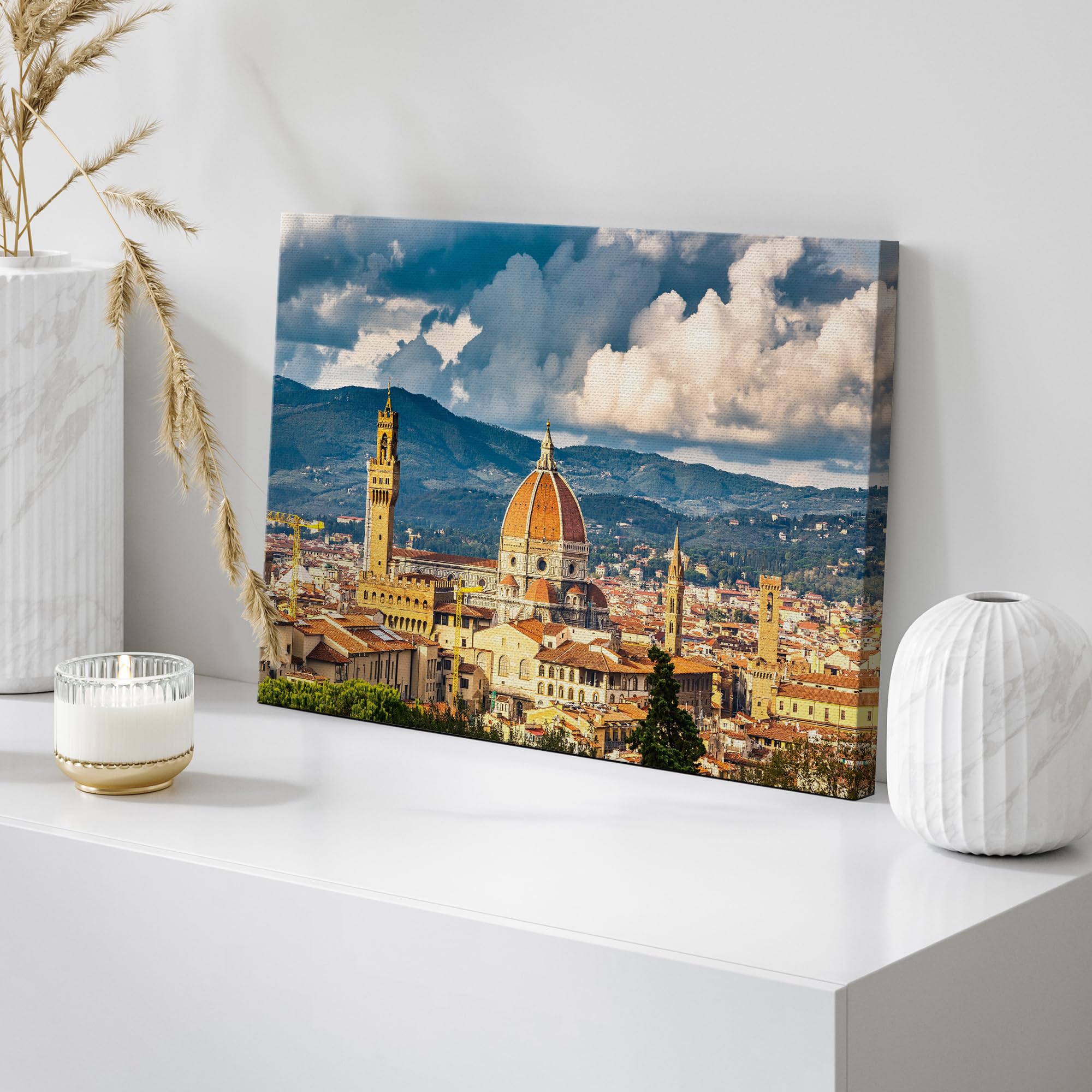 Wall26 - Canvas Prints Wall Art - View On Florence And Duomo Cathedral, Italy | Modern Wall Decor/Home Decoration Stretched Gall