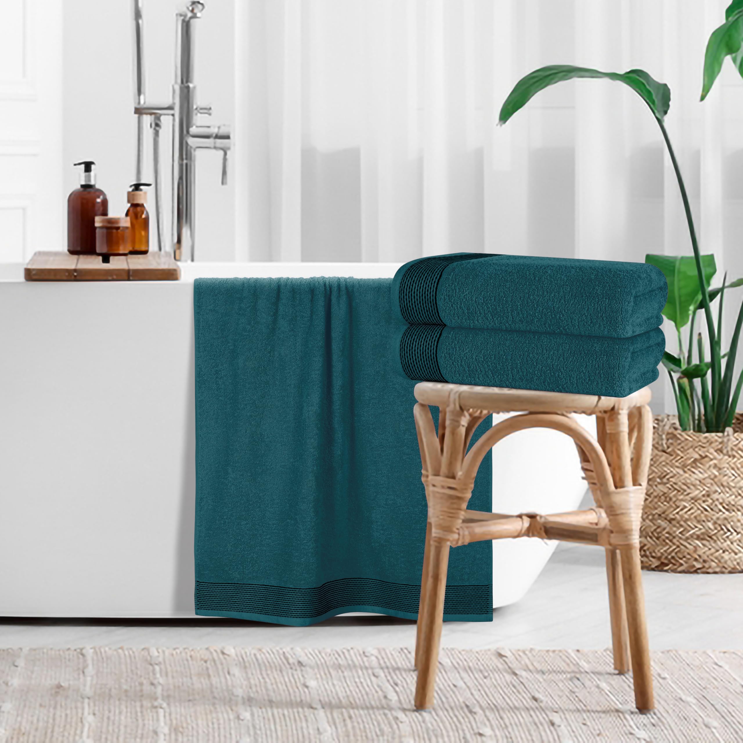 Belizzi Home Ultra Soft 4 Pack Oversized Bath Towel Set 27X54 Inches, 100% Cotton Bath Towels, Highly Absorbant Compact Quickdry