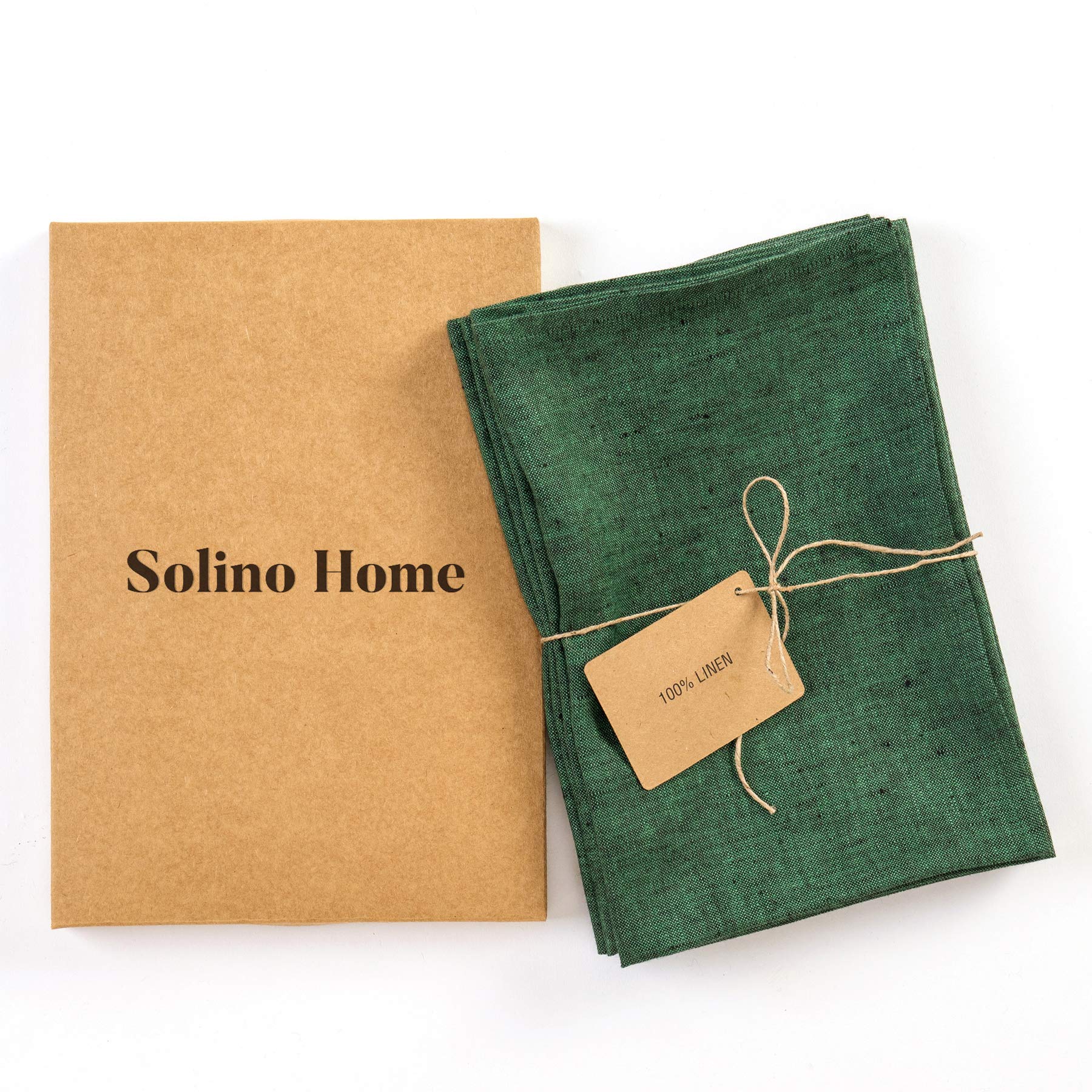 Solino Home Linen Dinner Napkins 20 X 20 Inch - 100% Pure Linen Forest Green Cloth Napkins Set Of 4 For St Patrick'S Day - Athen