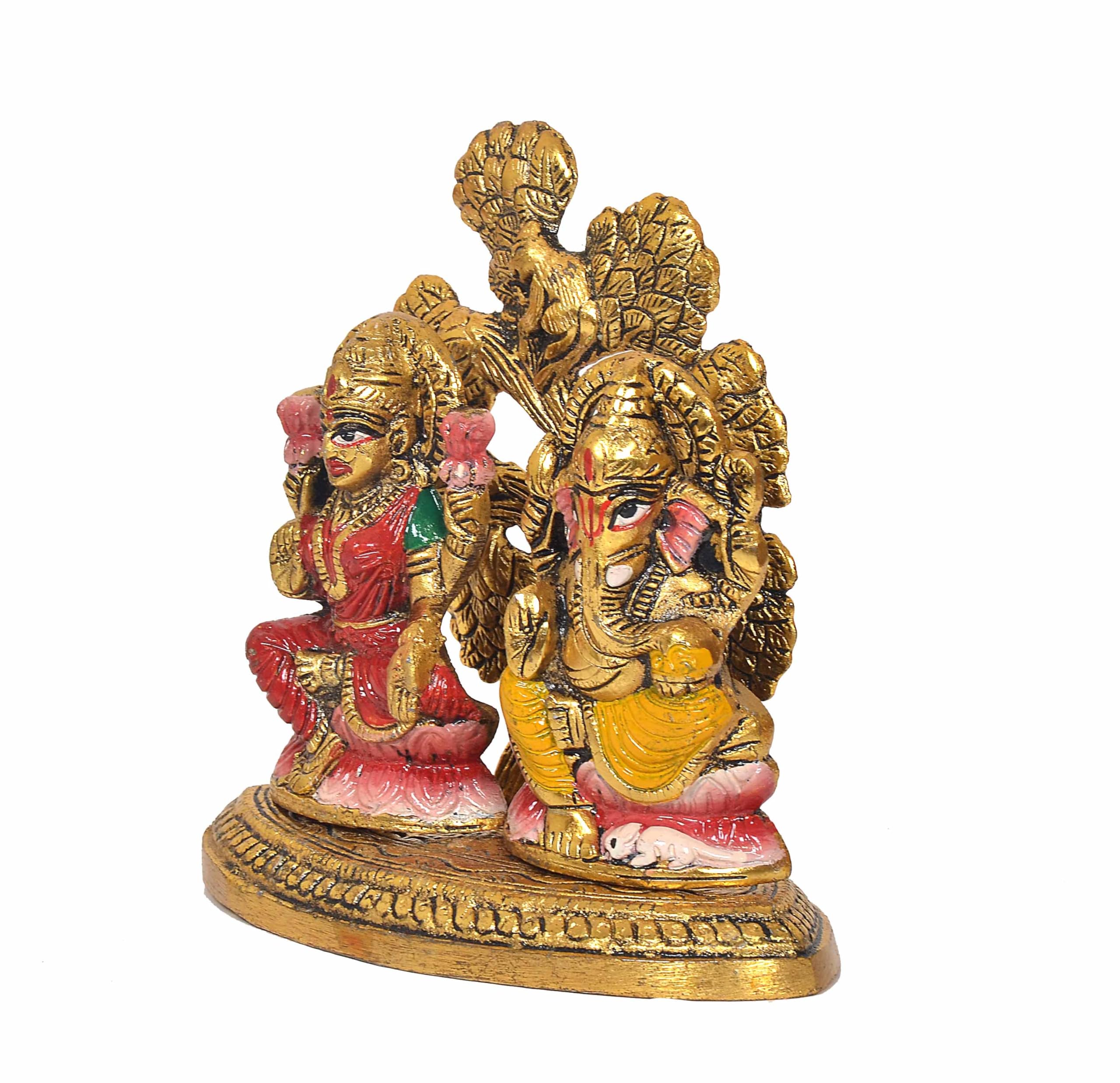 Dattatreya Metal Laxmi Ganesh Statue Goddess Lakshmi And Lord Ganesha Idol For Home Decor And Pooja - Hindu Deities Figurine (He