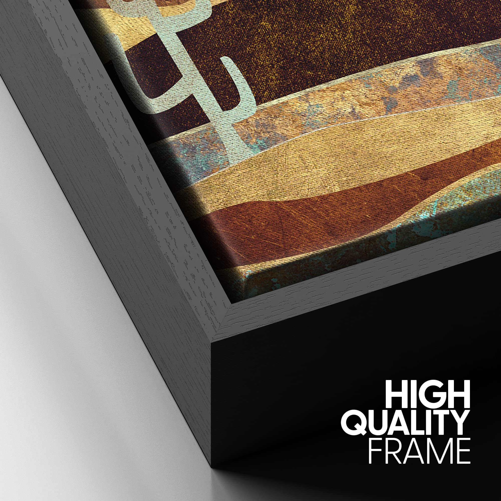 Signford Framed Canvas Print Wall Art Brown Desert Canyon With Cacti Abstract Wilderness Illustrations Modern Art Rustic Scenic