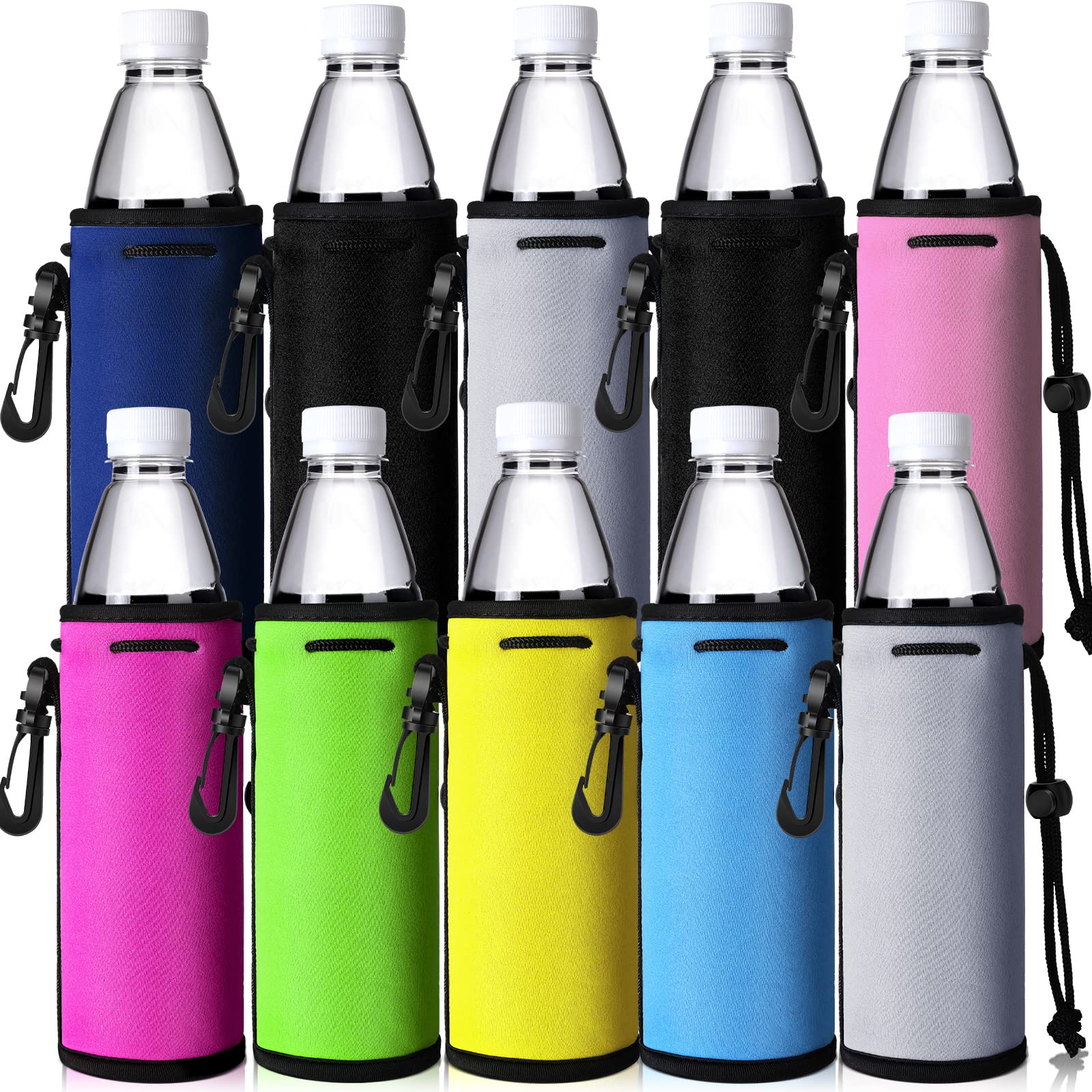 Baderke 10 Pcs Water Bottle Sleeves Insulators Beverage Bottle Can Sleeves Covers 16 17 Oz Coolers Holder Non Slip Water Bottle