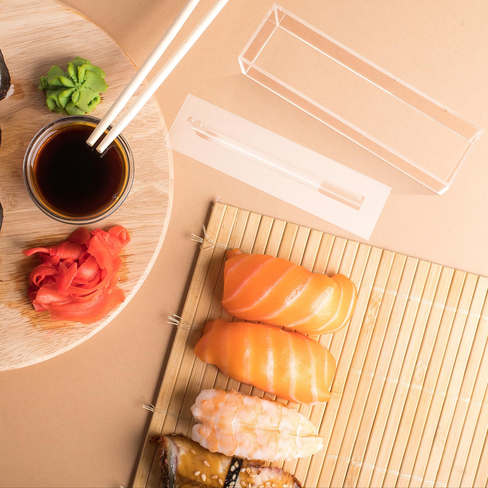Zhehao 2 Pcs Acrylic Sushi Making Kit Musubi Maker Non Stick Musubi Mold Clear Onigiri Mold Rice Shaper For Home Luncheon Meat P