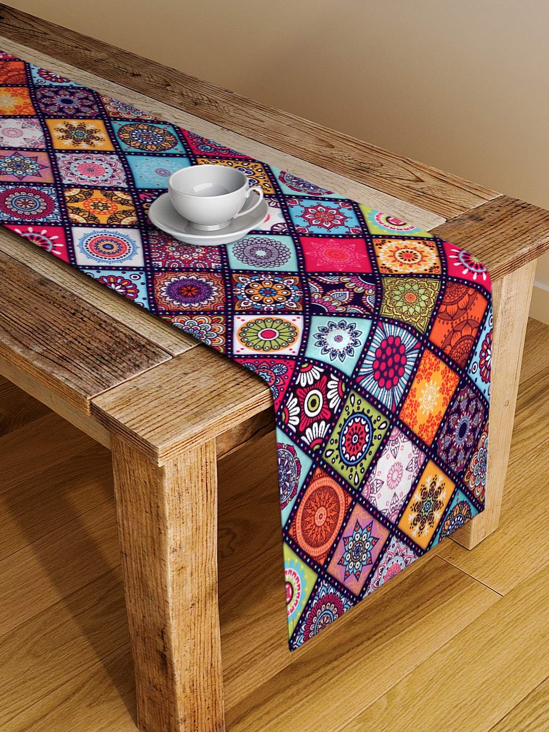 Alina Decor Polyester Canvas Digital Printed Table Runner For Dining And Center Table Home Decor Multicolor (Size: 13X58), L