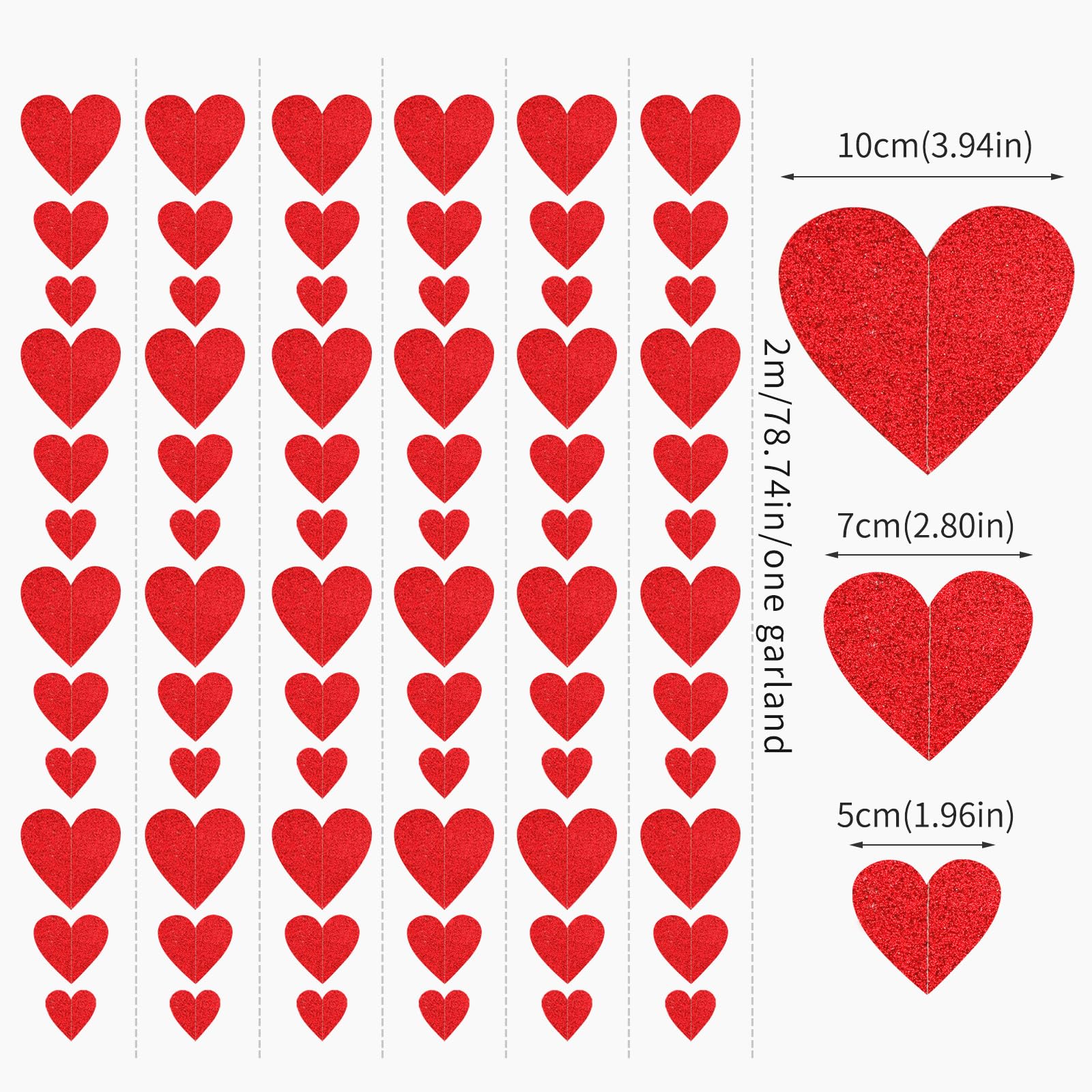 Party Decorations Red Heart-Garland - 52ft Special Night Galentines Hanging Streamers Banner,Girl Romantic Wedding Anniversary B