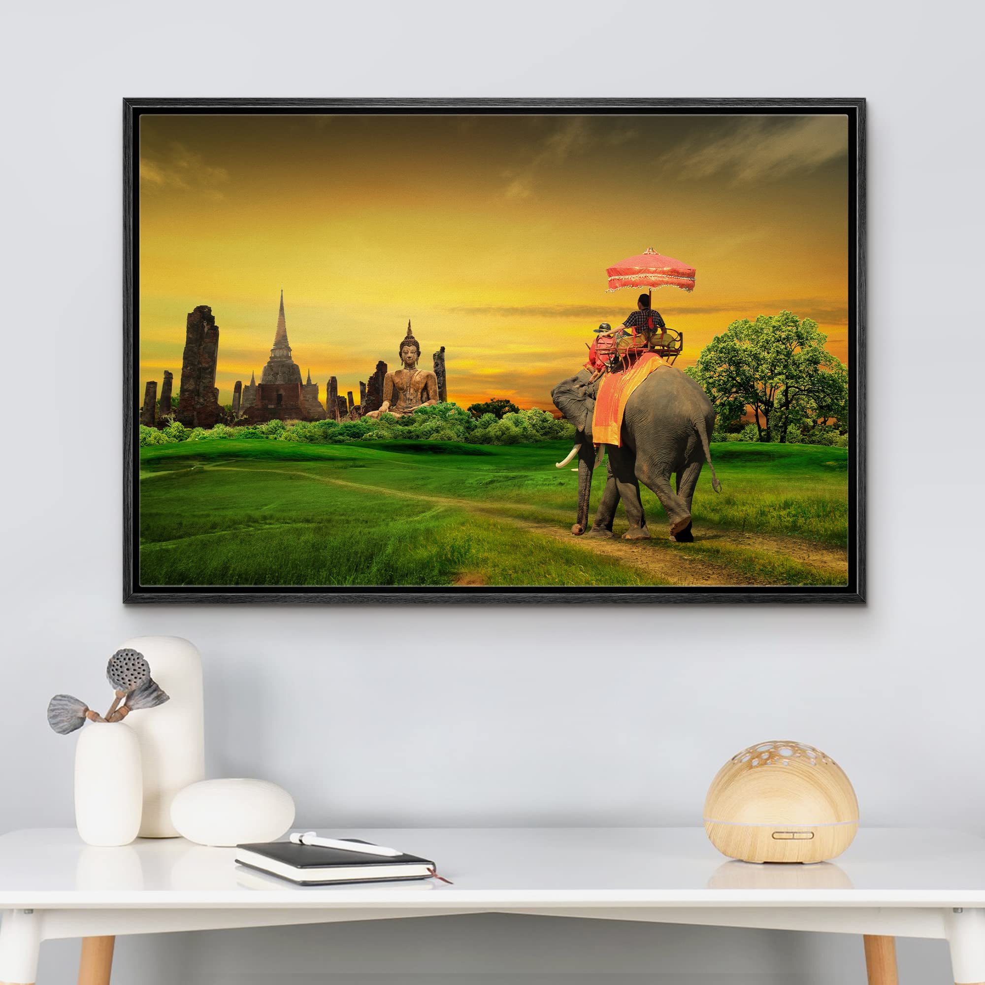 Wall26 - Framed Canvas Prints Wall Art - Sunset Thai Countryside Thailand | Modern Wall Decor/Home Decoration Stretched Gallery