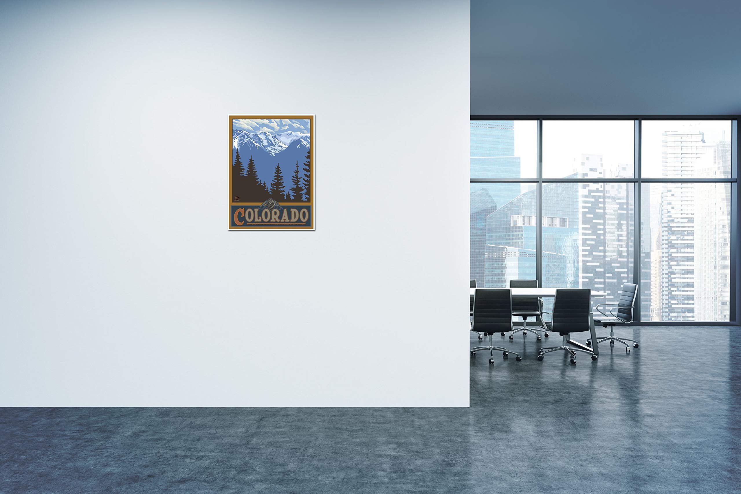 Colorado Snowy Mountain Ridges Giclee Art Print Poster From Travel Artwork By Artist Paul A. Lanquist 18'' X 24''