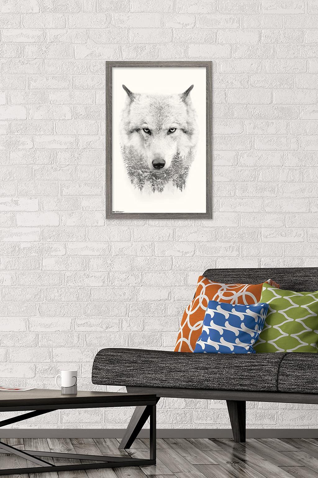 Trends International Wolf - Trees Wall Poster, 14.725'' X 22.375'', Barnwood Framed Version