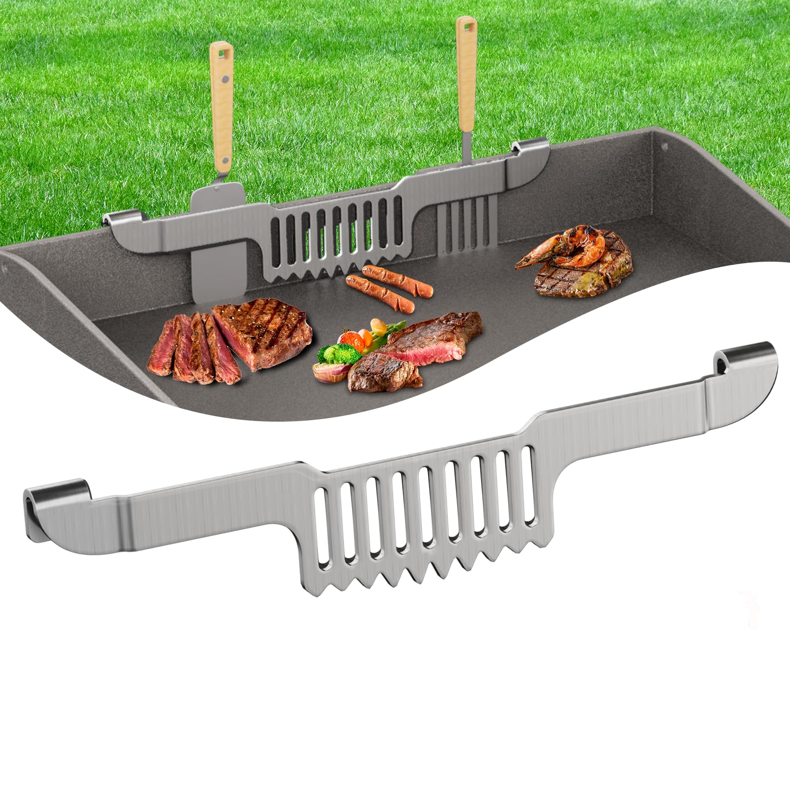 Grease Gate Spatula Holder For Blackstone Griddle,11.8 Inch Magnetic Design Prevent Food From Falling Stainless Steel Grill Barb