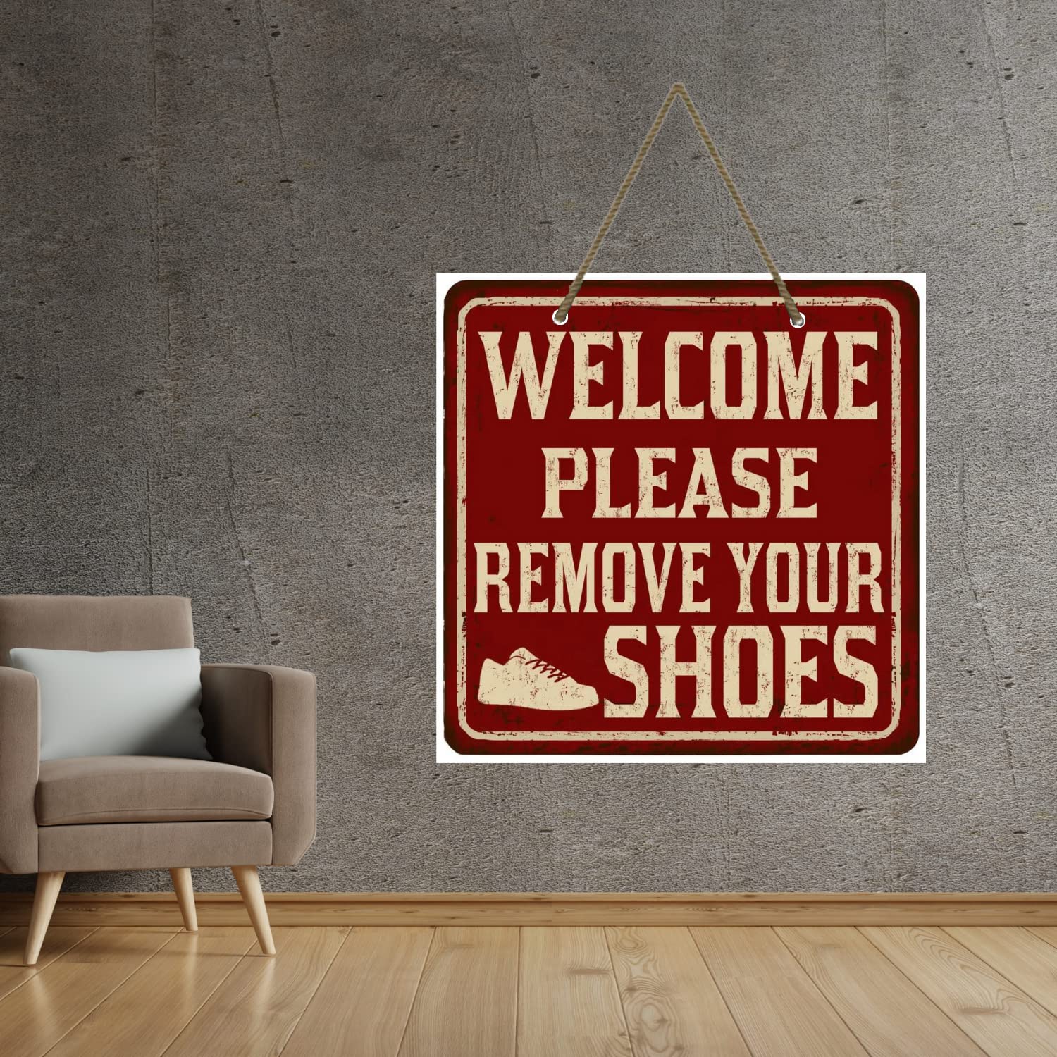Webelkart Decorative Please Remove Your Shoes Wooden Wall Hanging For Home, Office, Shop And Clinic,Wooden Wall Sculpture - 9.5