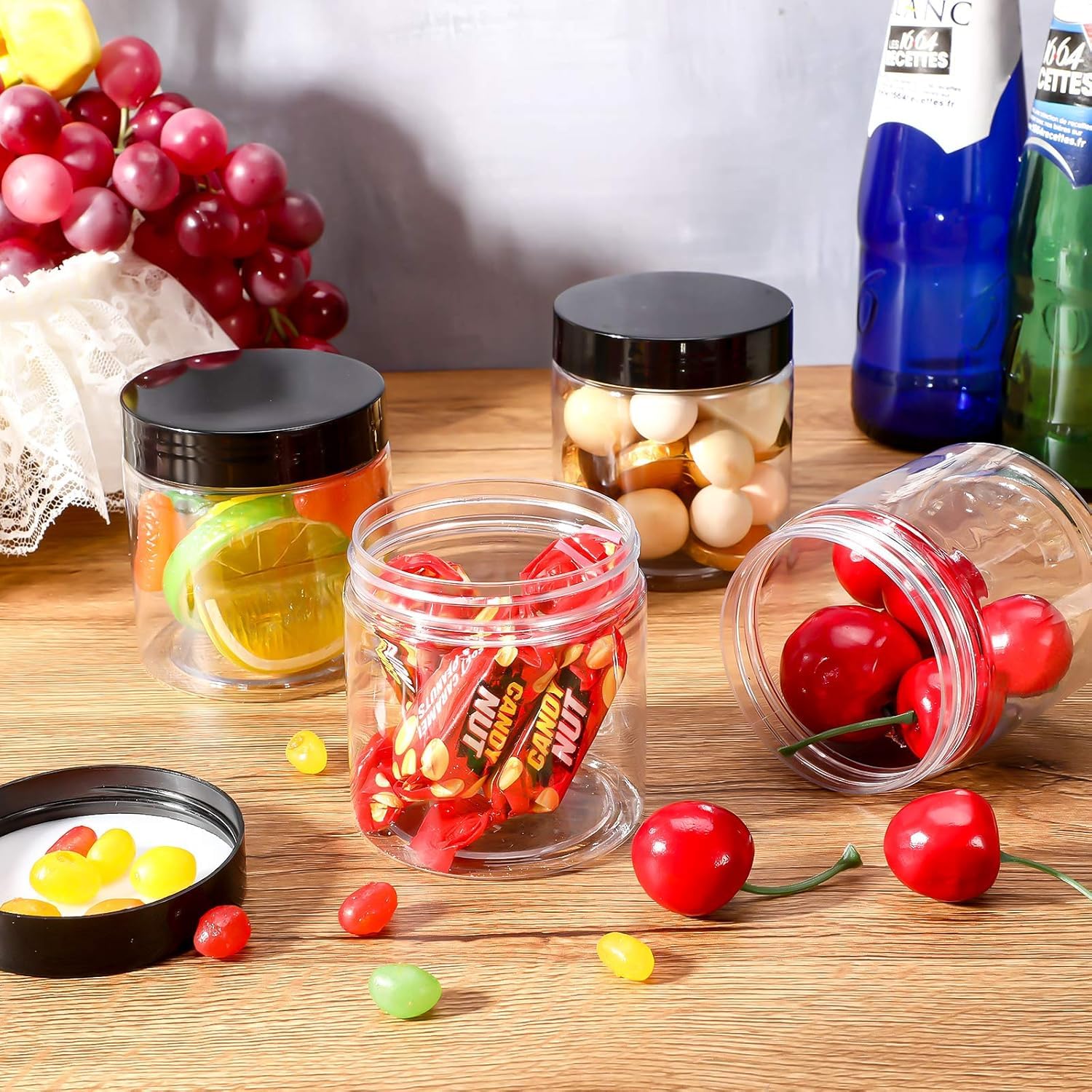 Satinior 36 Pieces 8 Oz Plastic Jars With Lids Wide Mouth Airtight Reusable Container Acrylic Cosmetic Small Jars For Lotions Oi
