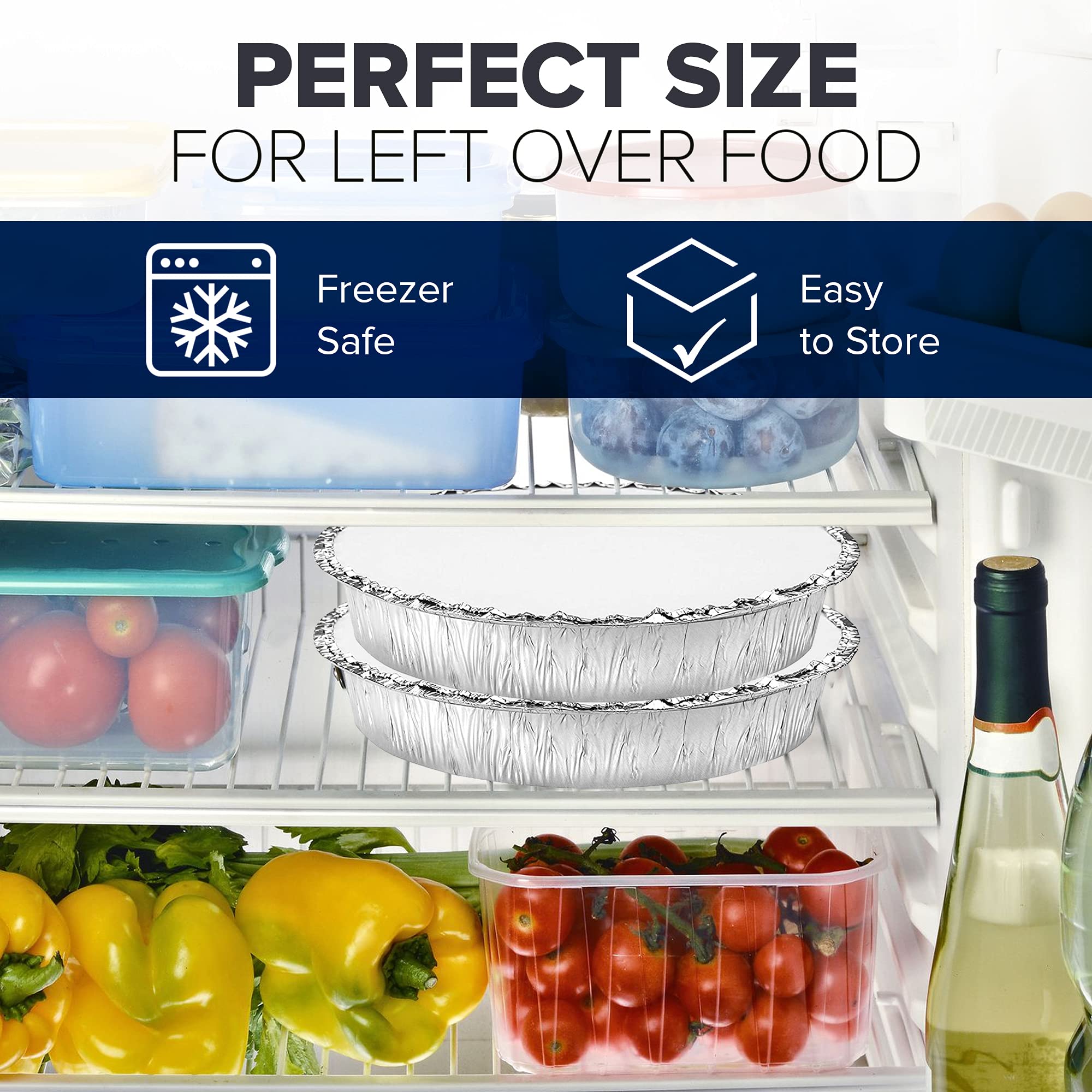 Fit Meal Prep 50 Pack 8    Round Aluminum Foil Pans With Lids, 8 Inch Take Out Containers With Cardboard Covers For Freshness, H