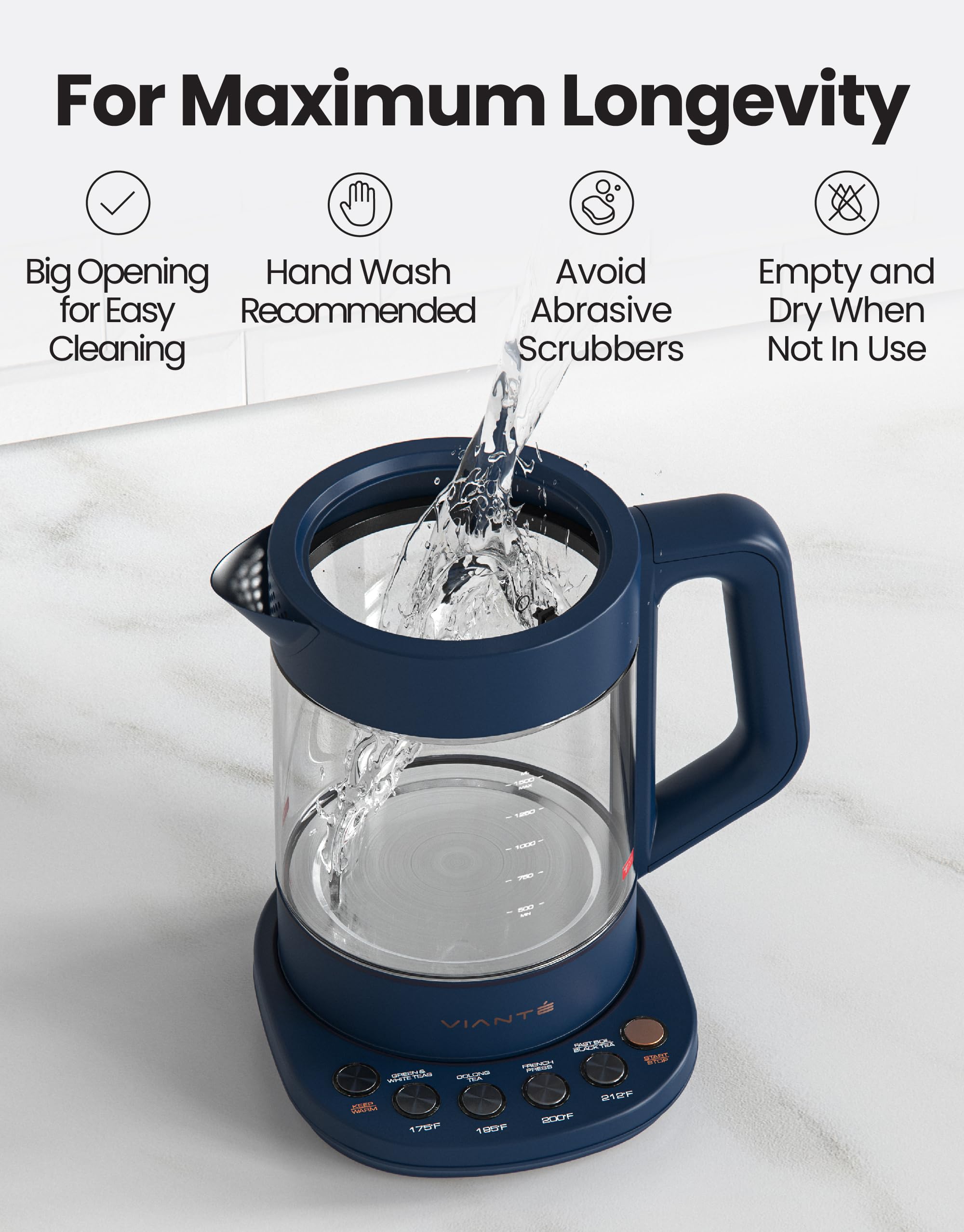 Viant   Electric Kettle With Tea Infuser For Loose Leaf Tea. Hot Tea Maker With Temperature Control And Automatic Shut Off. Tea