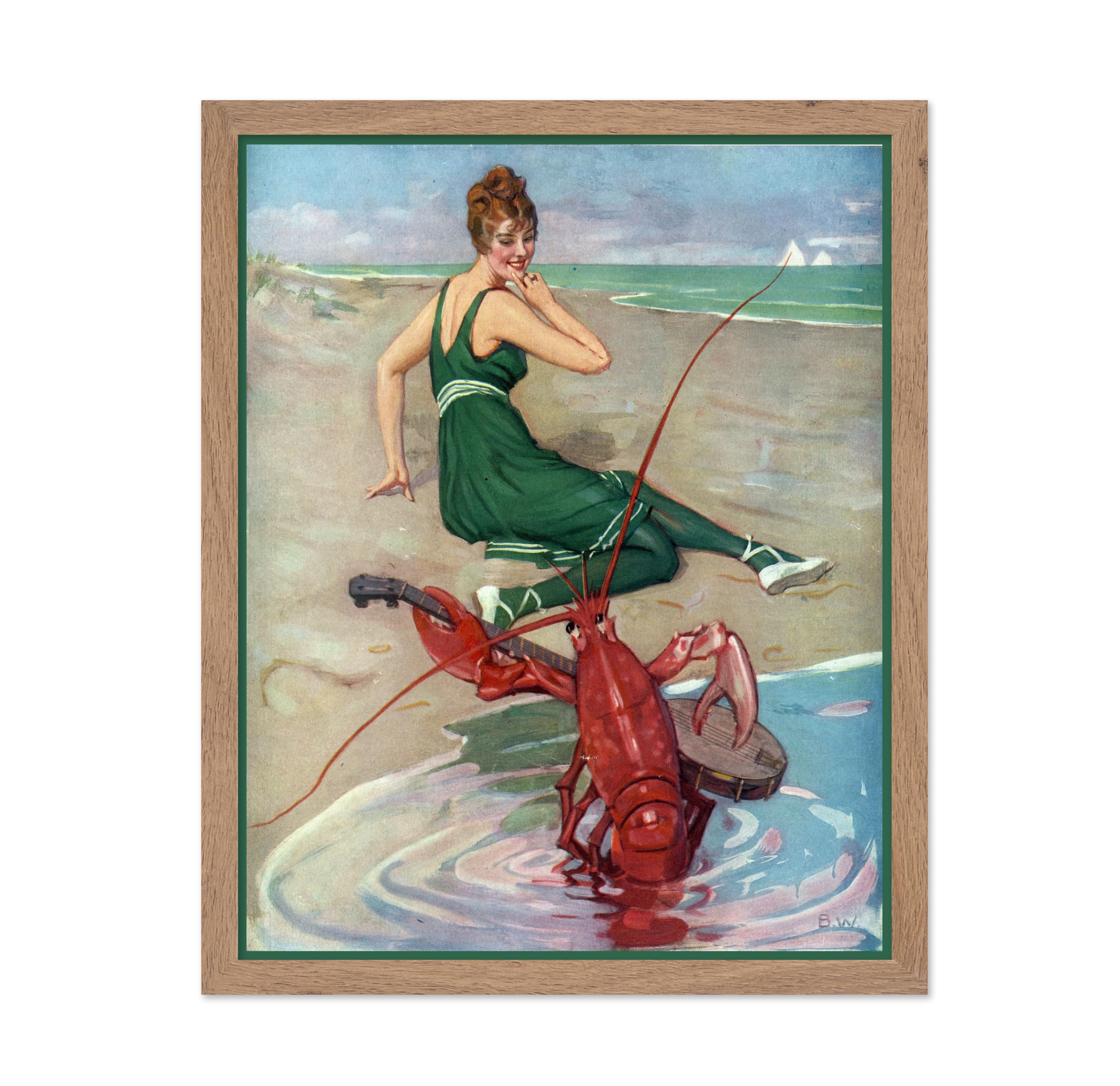 Poster Master Classic Animal Poster - Vintage Funny Print - Gift for Artist, Friend - Lobster Serenade, Woman In A Bathing Suit,