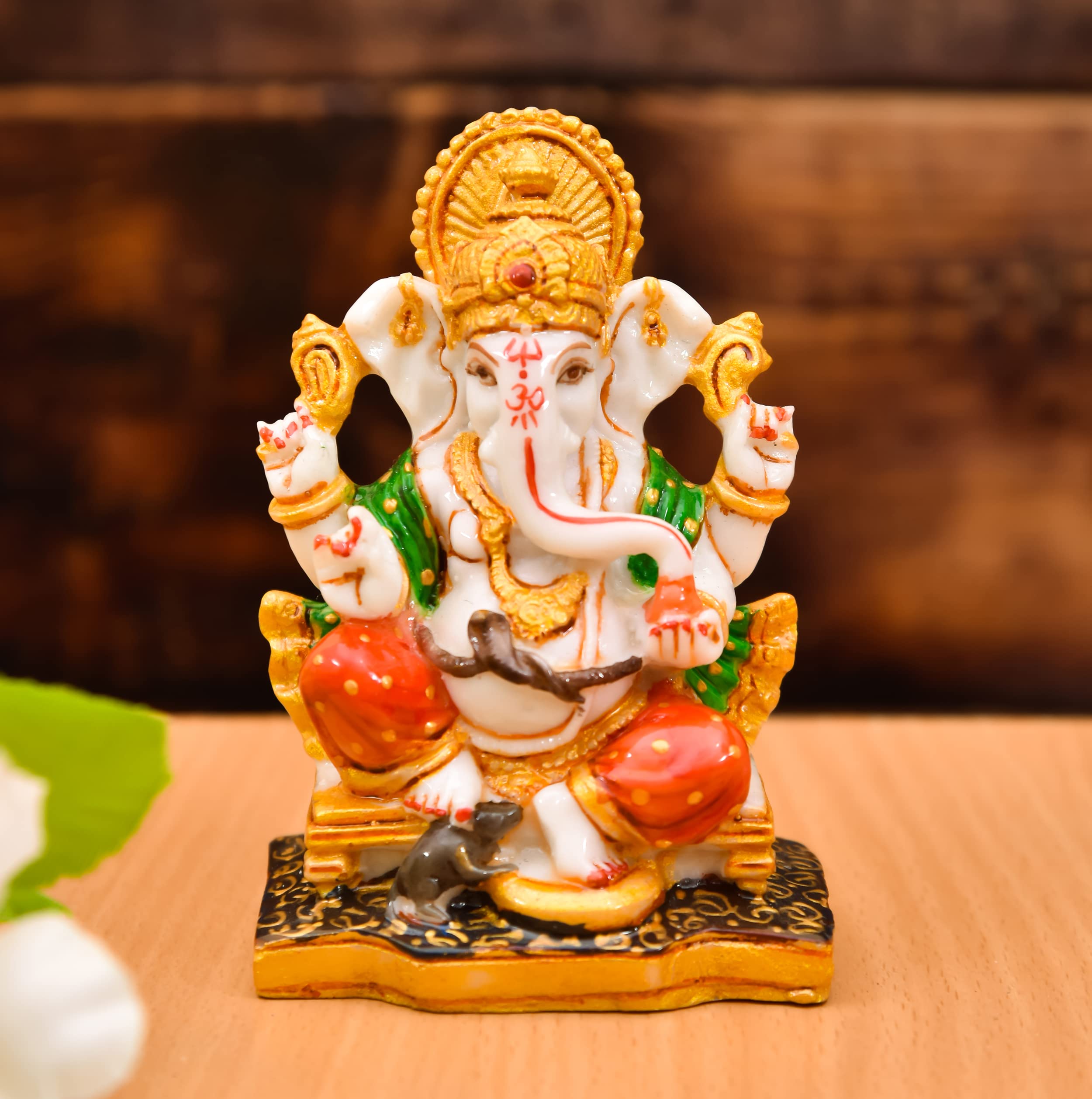 Archna Handicraft Polyresin Lord Ganesha Statue For Pooja Lord Ganesh Murti Idol For Home Office Dcor