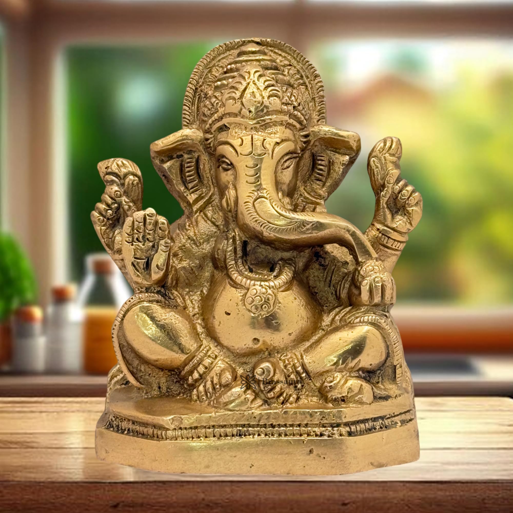 Brassaura Brass Ganesha Murti For Car And Home And Decor Brass Ganesh Bhagwan Statue For Pooja Room Ganesha Idols For Home Entra